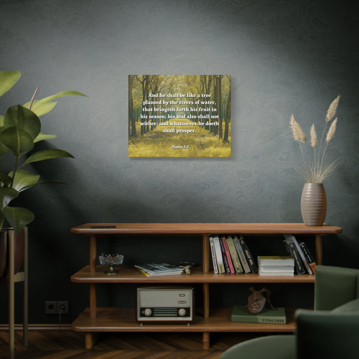 Scripture Canvas Shall Prosper Psalms 1:3 Christian Wall Art Bible Verse Print Ready to Hang-Express Your Love Gifts