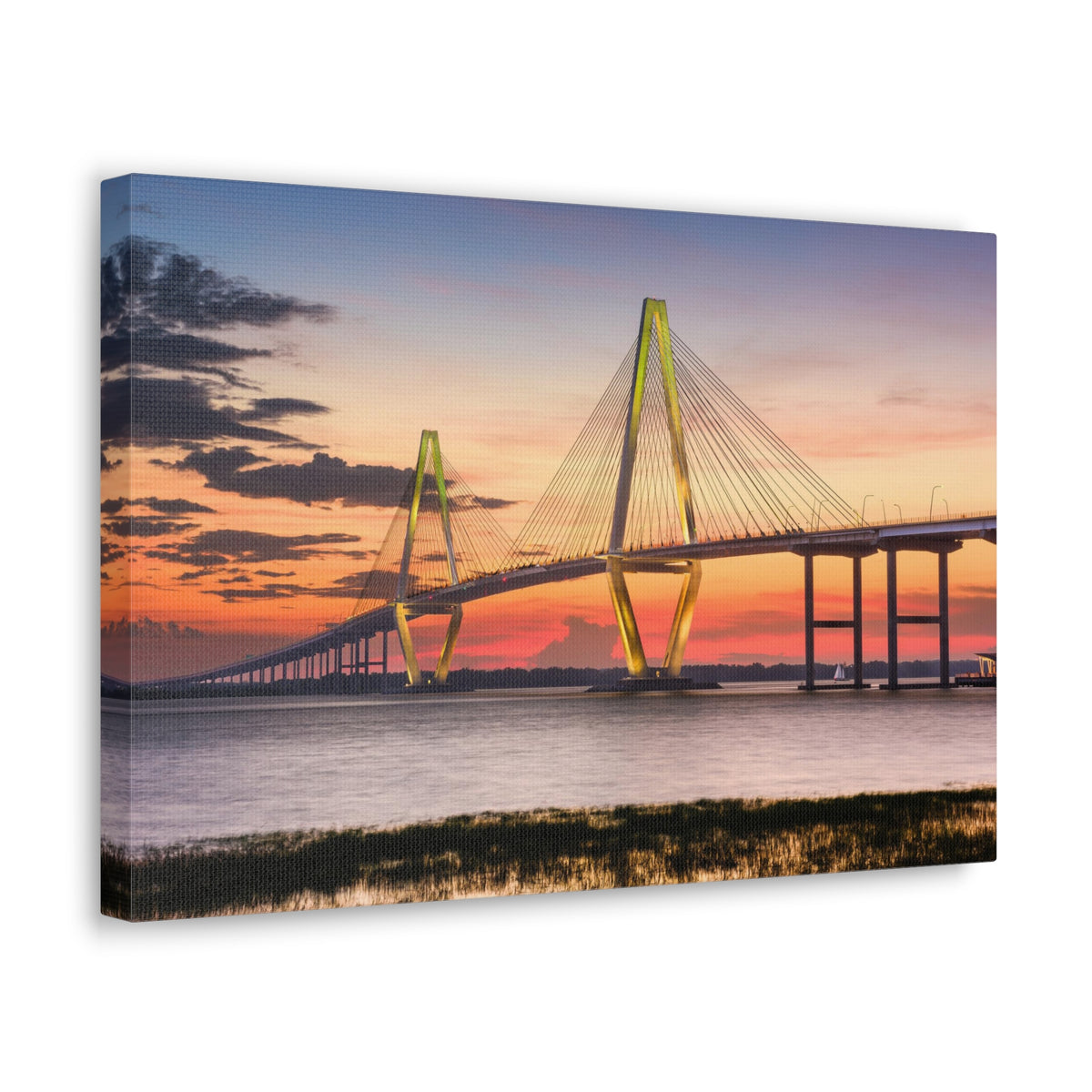 Jr Cooper River Bridge Charleston South Carolina Nature Wilderness Photography Canvas Wall Art for Home Decor Ready-to-Hang-Express Your Love Gifts