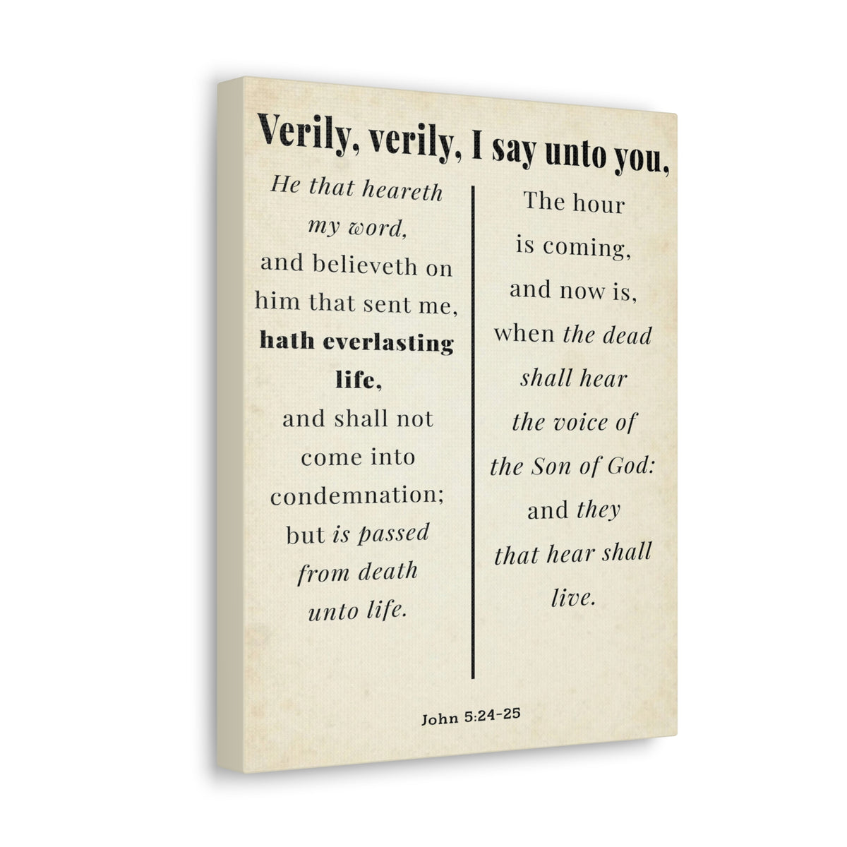 Scripture Walls John 5:24-25 Regeneration and Eternal Life Bible Verse Canvas Christian Wall Art Ready to Hang Unframed-Express Your Love Gifts