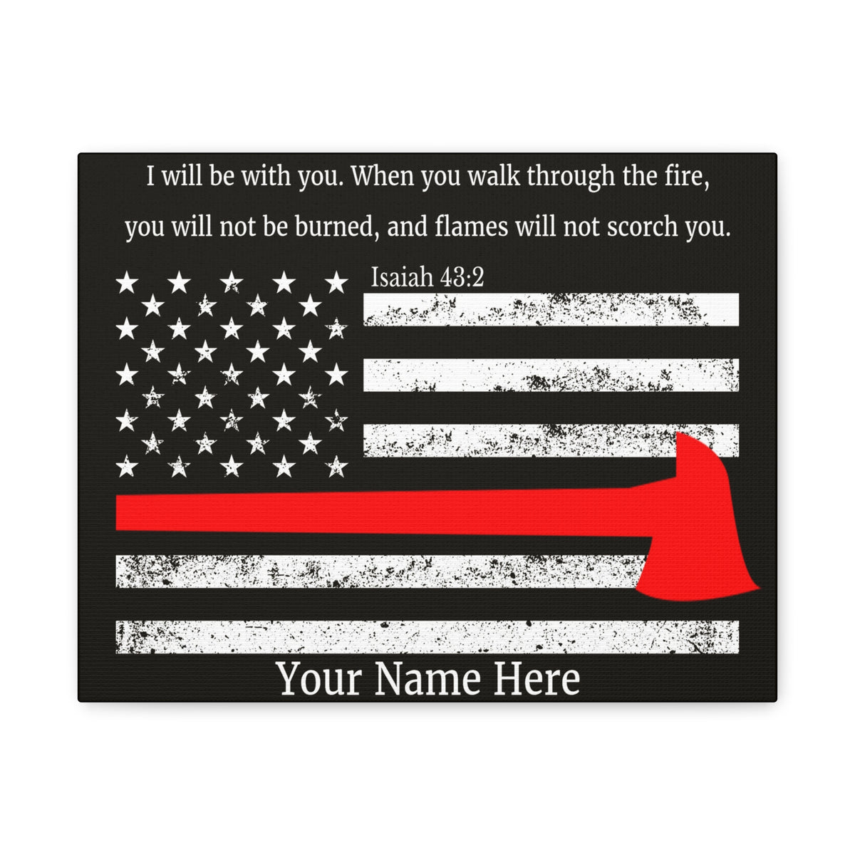 Scripture Walls Personalized Firefighter Isaiah 43:2 Bible Canvas Christian Wall Art Ready to Hang Unframed-Express Your Love Gifts
