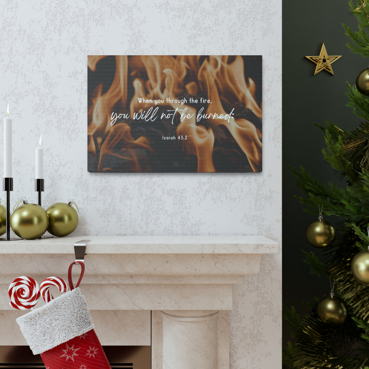 10 Scripture Walls Not Be Burned Isaiah 43:2 Bible Verse Canvas Christian Wall Art Ready to Hang-Express Your Love Gifts