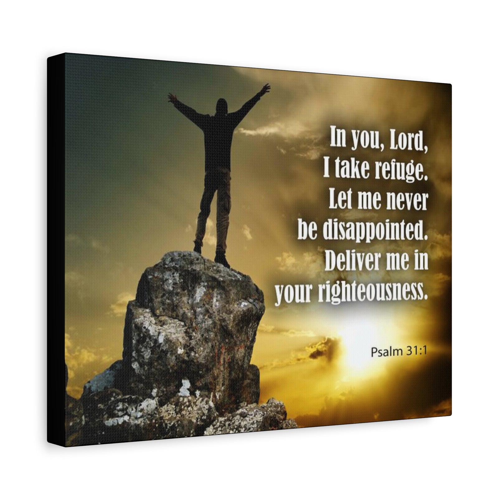 Scripture Canvas Never Be Disappointed Psalm 31:1 Christian Wall Art Bible Verse Print Ready to Hang-Express Your Love Gifts