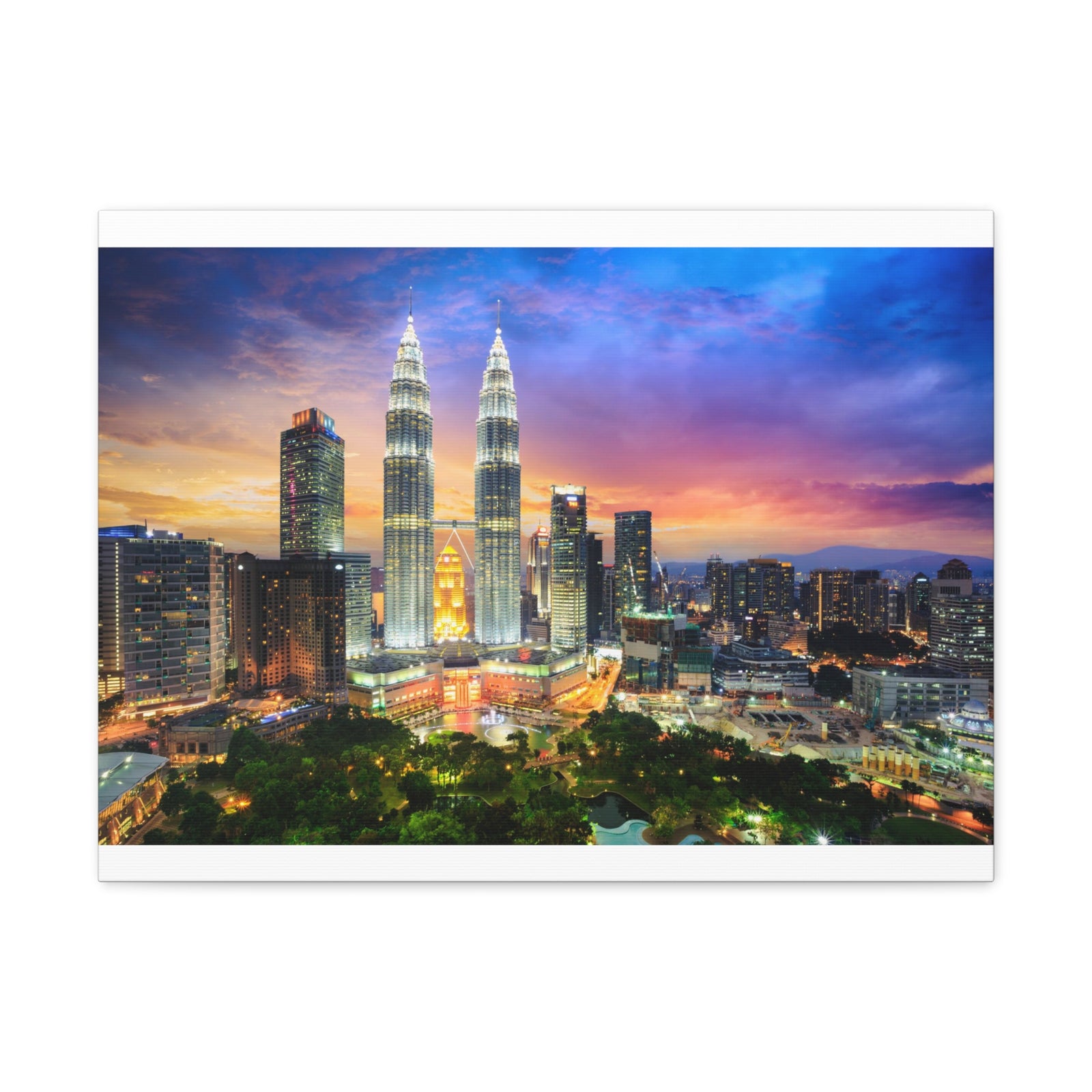 Kuala Lumpur Night Skyline Canvas Artwork High-Quality Breathtaking Stunning Cityscape for Home Decor Ready to Hang-Express Your Love Gifts
