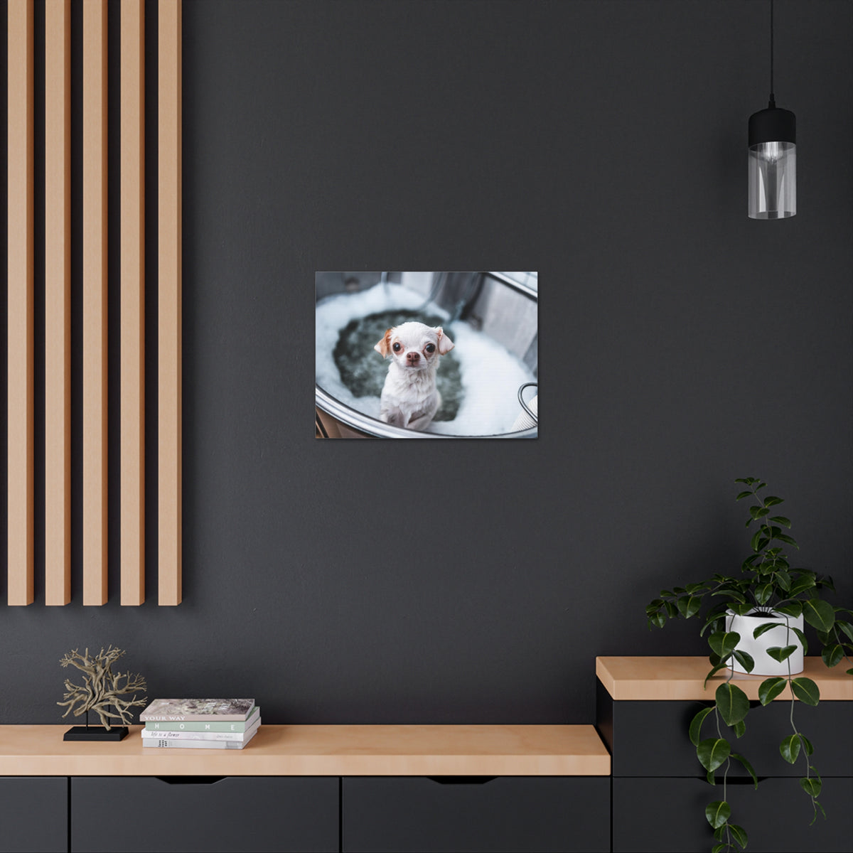 Cute Chihuahua Bathee Canvas Wall Art for Home Decor Ready-to-Hang-Express Your Love Gifts