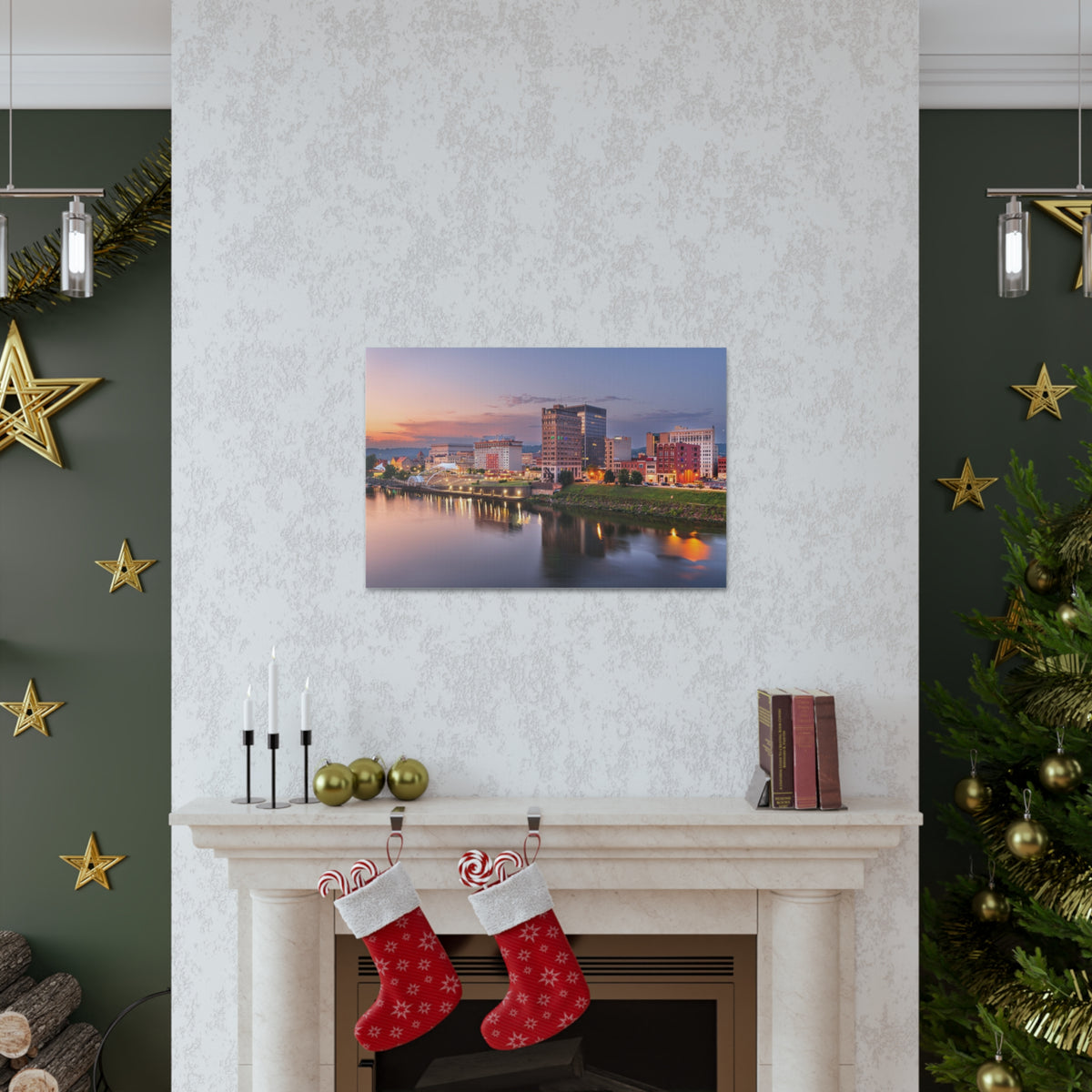 Charleston Night Skyline Canvas Artwork High-Quality Breathtaking Stunning Cityscape for Home Decor Ready to Hang-Express Your Love Gifts