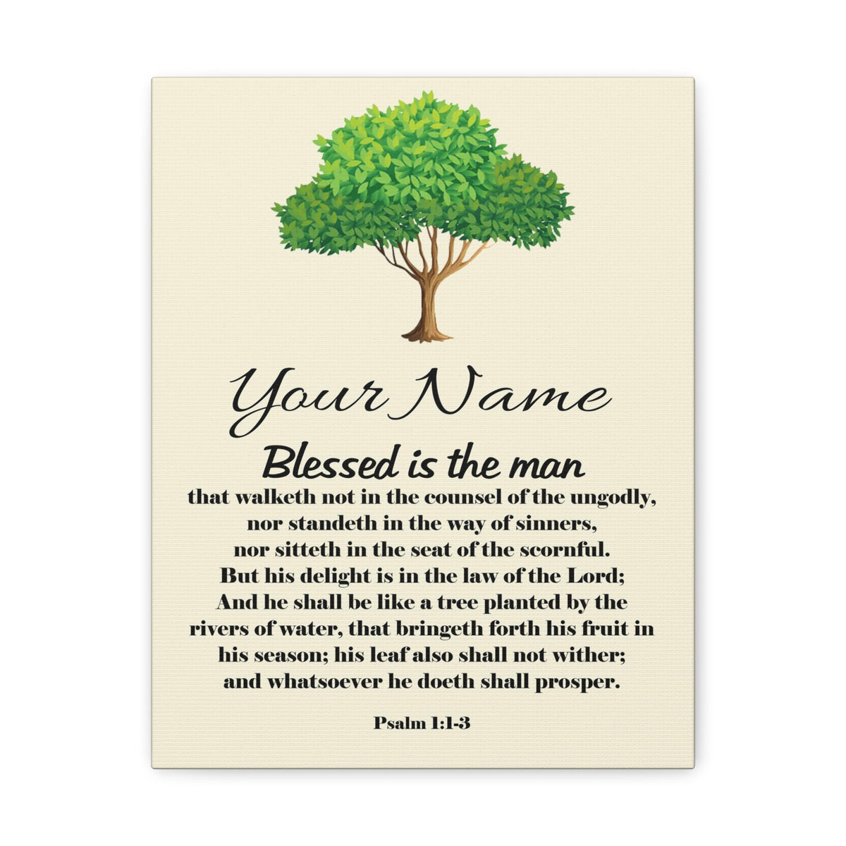 Scripture Walls Personalized Blessed is the Man Psalm 1:1-3 Bible Chapter Canvas Christian Wall Art Ready to Hang-Express Your Love Gifts