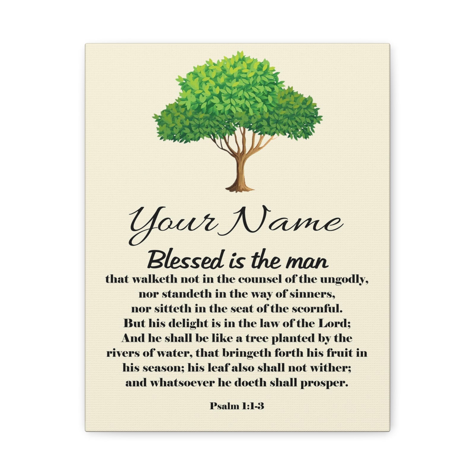 Scripture Walls Personalized Blessed is the Man Psalm 1:1-3 Bible Chapter Canvas Christian Wall Art Ready to Hang-Express Your Love Gifts