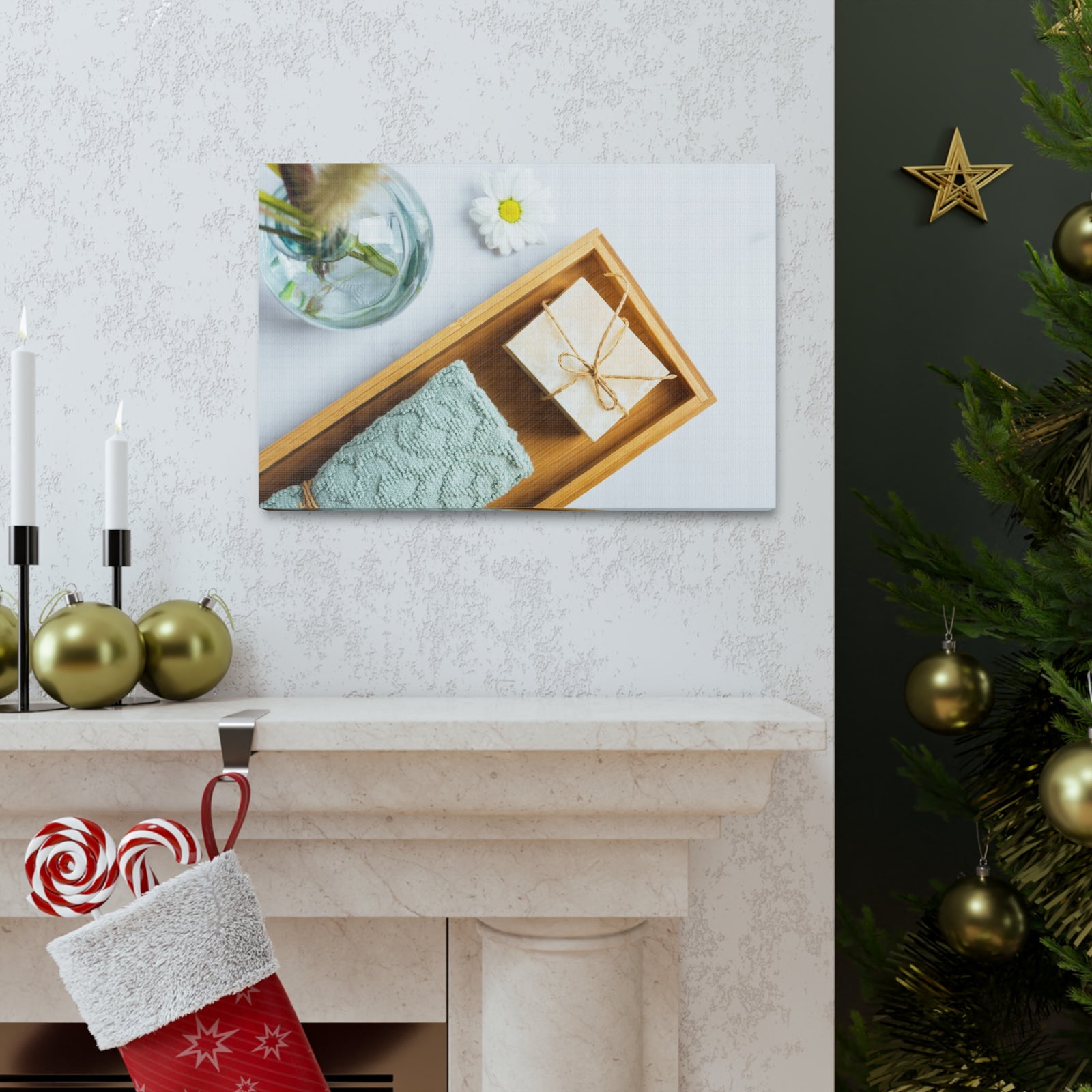 Top View Bath Forest Floral Nature Photography Canvas Wall Art for Home Decor Ready-to-Hang-Express Your Love Gifts