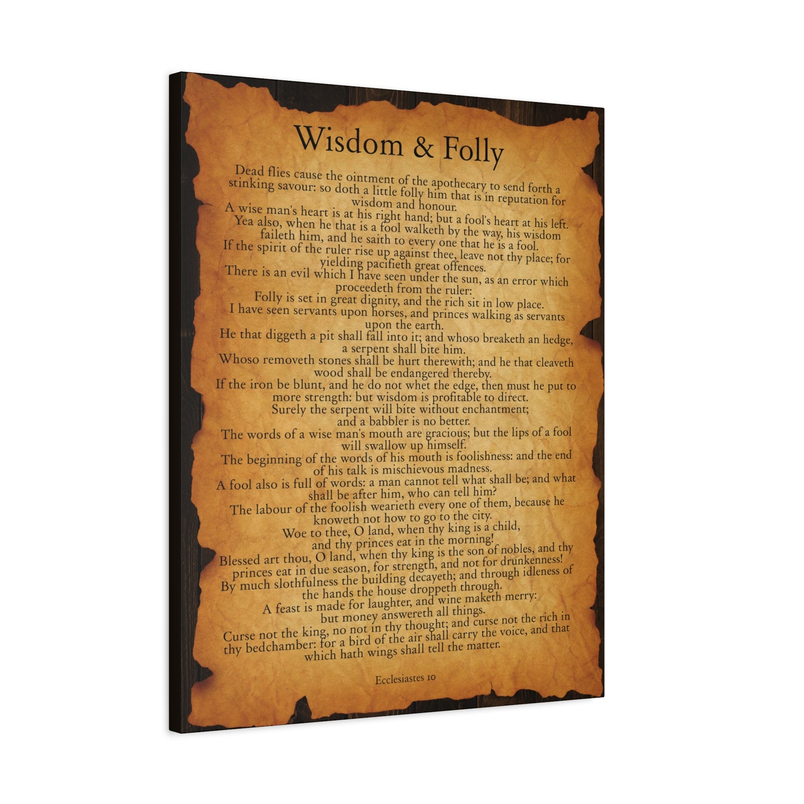 Scripture Walls Wisdom & Folly Ecclesiastes 10 Gold Brown Bible Verse Canvas Christian Wall Art Ready to Hang-Express Your Love Gifts