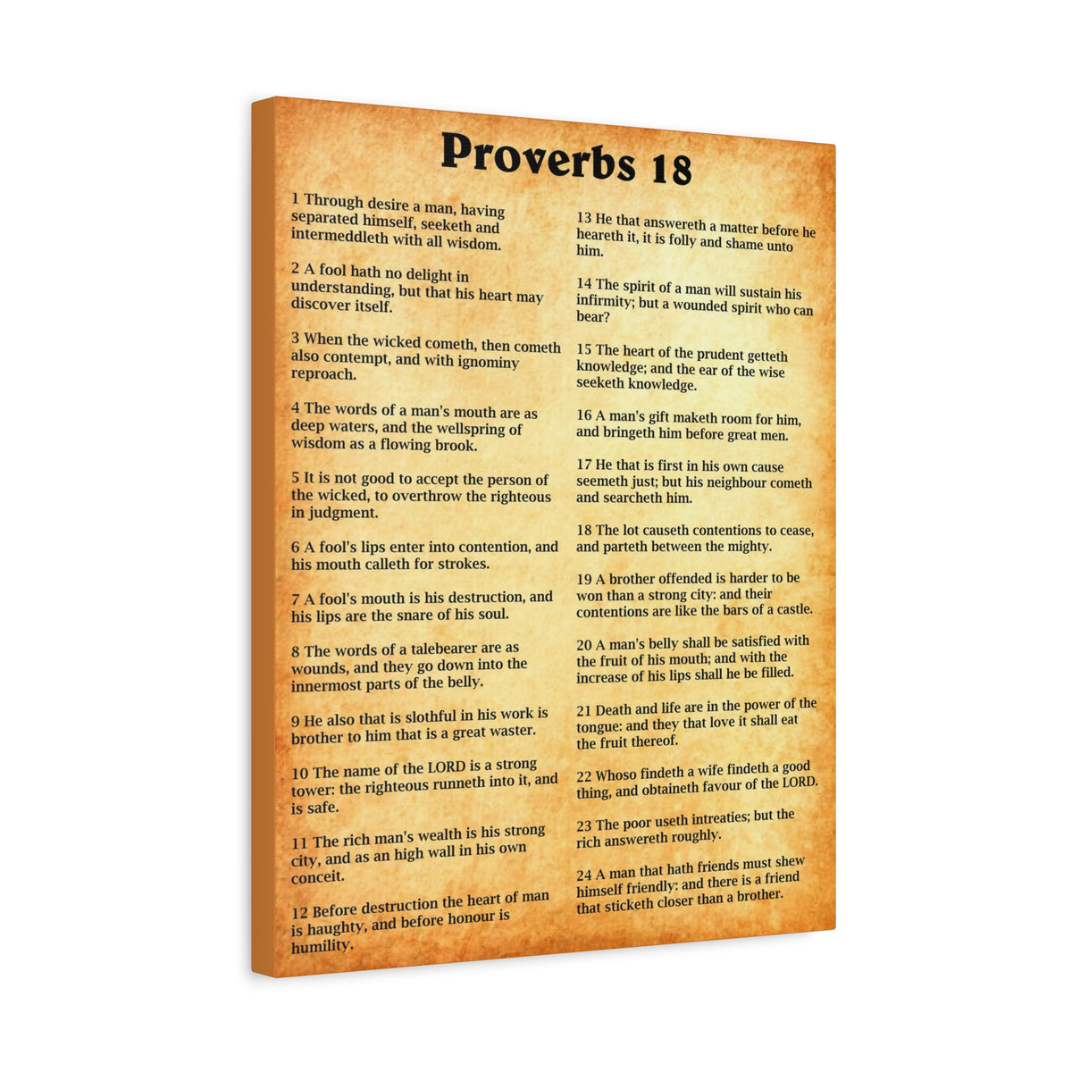 Scripture Walls Proverbs Chapter 18 Gold Bible Canvas Christian Wall Art Ready to Hang Unframed-Express Your Love Gifts