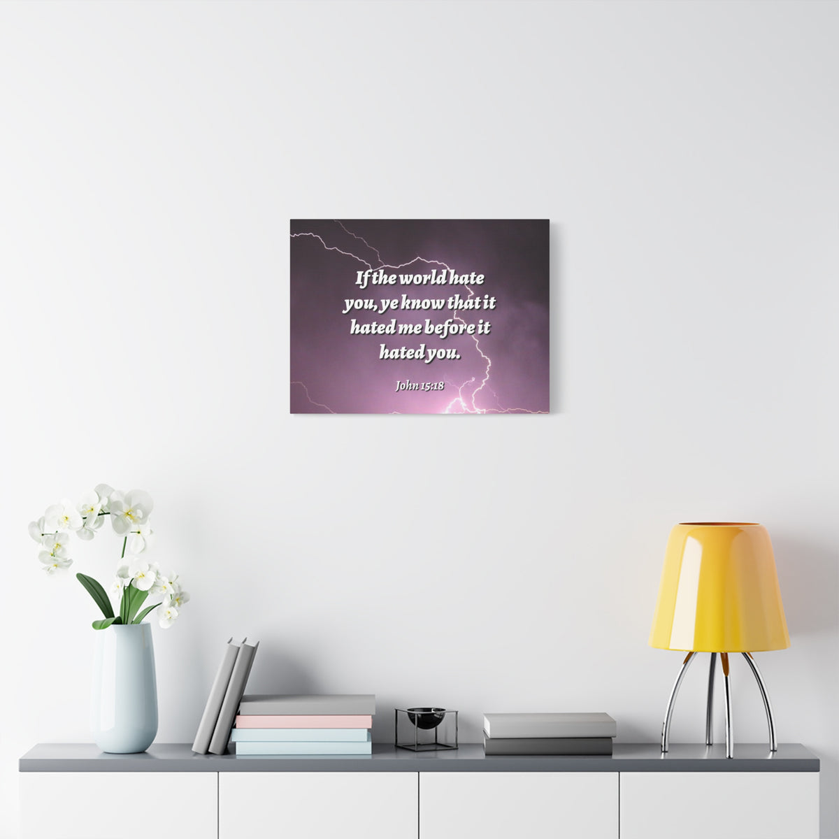 Scripture Canvas The World John 15:18 Christian Wall Art Bible Verse Print Ready to Hang-Express Your Love Gifts