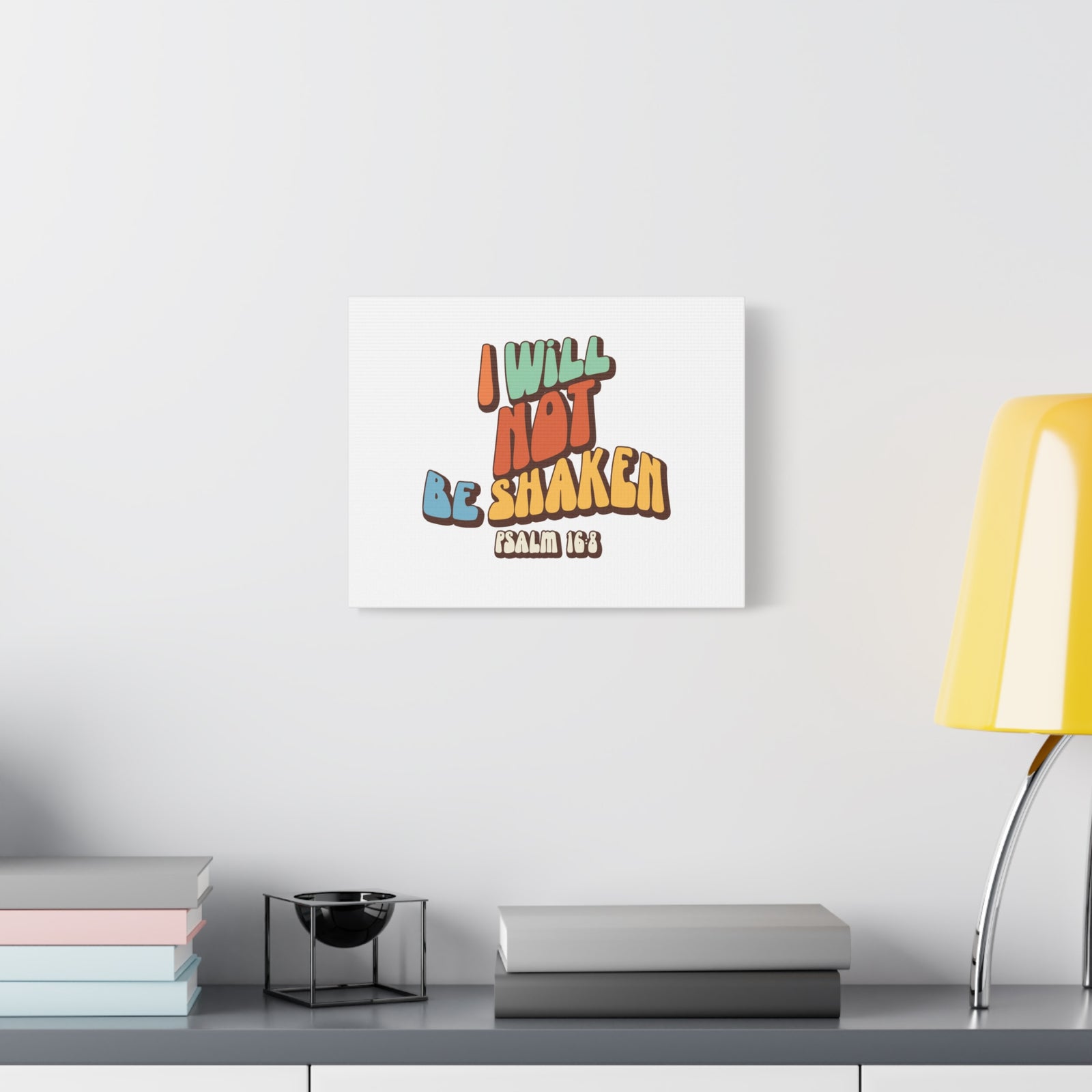 Scripture Walls Not Be Shaken Psalm 16:8 Orange Bible Verse Canvas Christian Wall Art Ready to Hang-Express Your Love Gifts