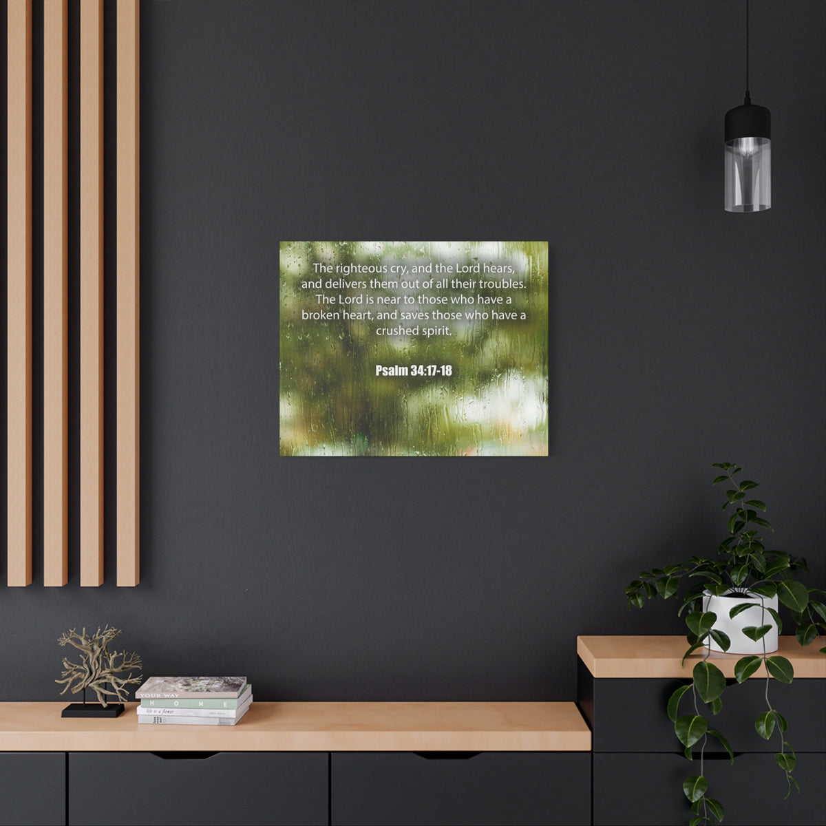 Scripture Canvas The Righteous Cry Psalm 34:17-18 Christian Wall Art Bible Verse Print Ready to Hang-Express Your Love Gifts