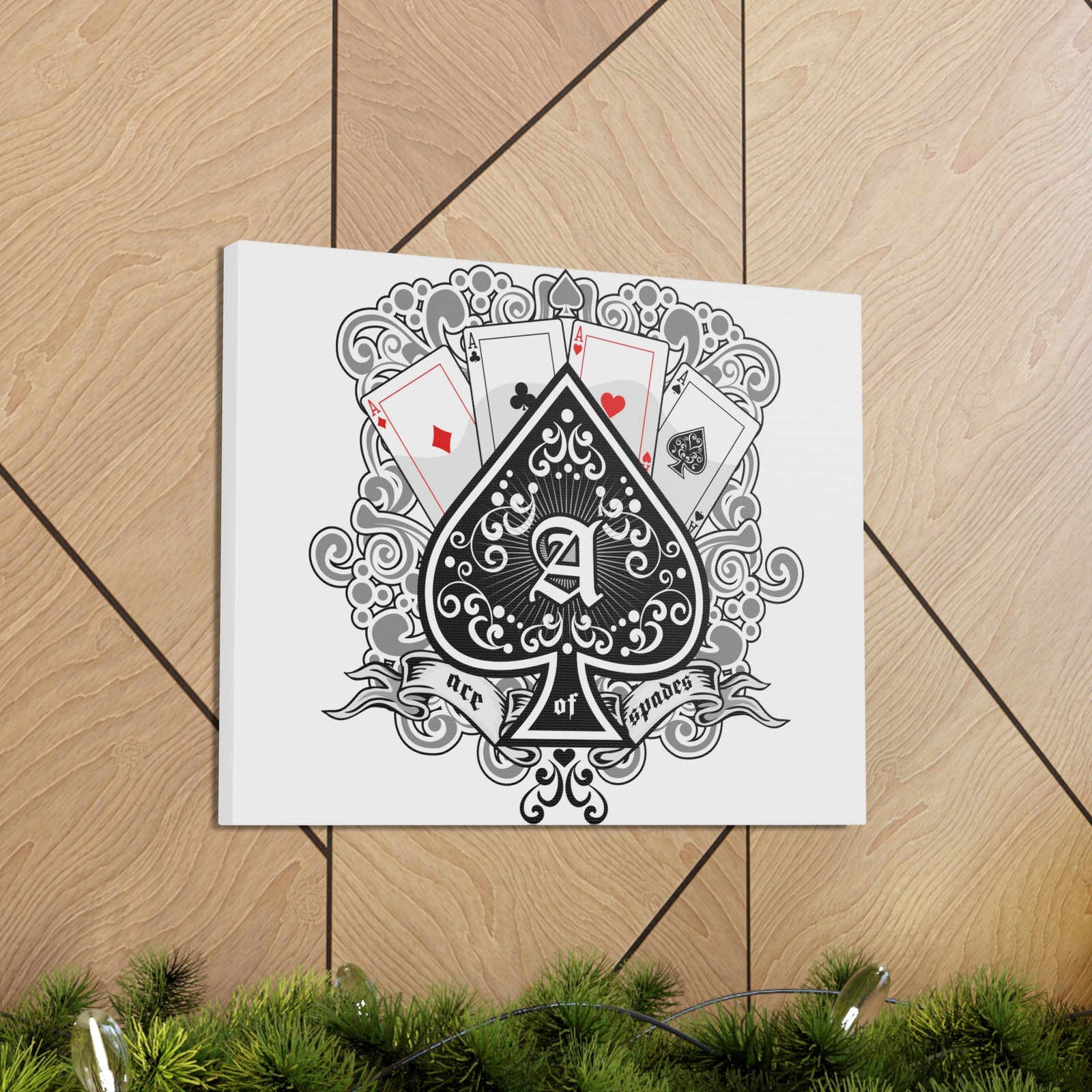 Gothic Coat Of Arms Ace Of Spades Playing Card Canvas Wall Art for Home Decor Ready-to-Hang-Express Your Love Gifts