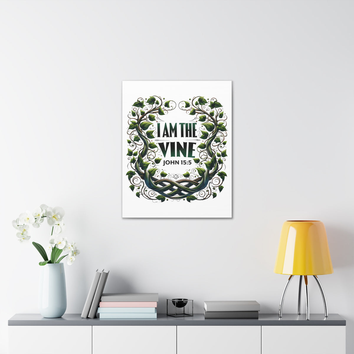 Scripture Walls John 15:5 I Am the Vine Bible Verse Canvas Christian Wall Art Ready to Hang Unframed-Express Your Love Gifts