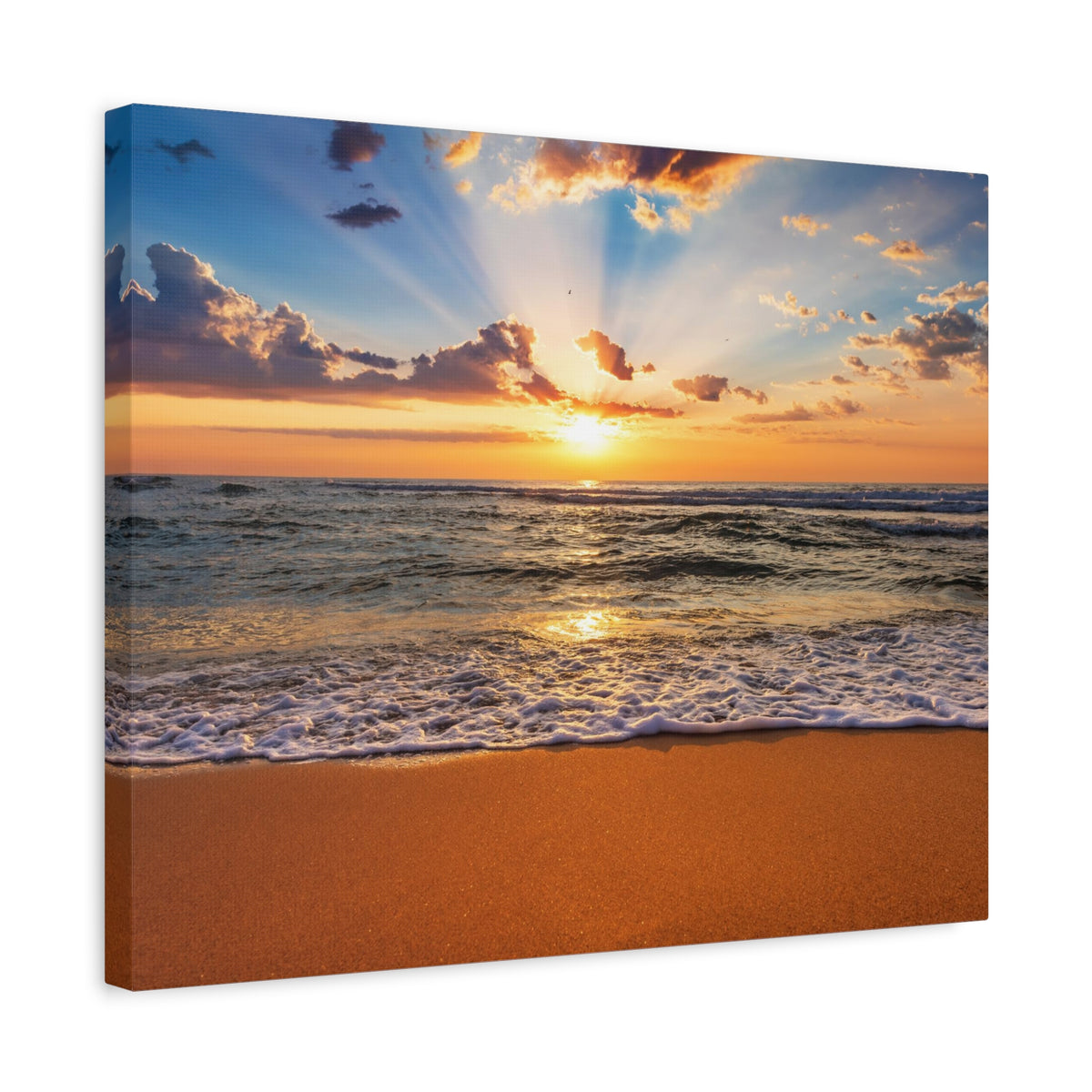 Beach Sunrise Deep Blue Sky Ocean Canvas Wall Art for Home Decor Ready-to-Hang-Express Your Love Gifts