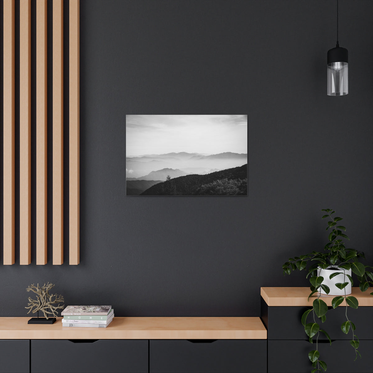 Misty Mountains Forest Nature Wilderness Photography Canvas Wall Art for Home Decor Ready-to-Hang-Express Your Love Gifts