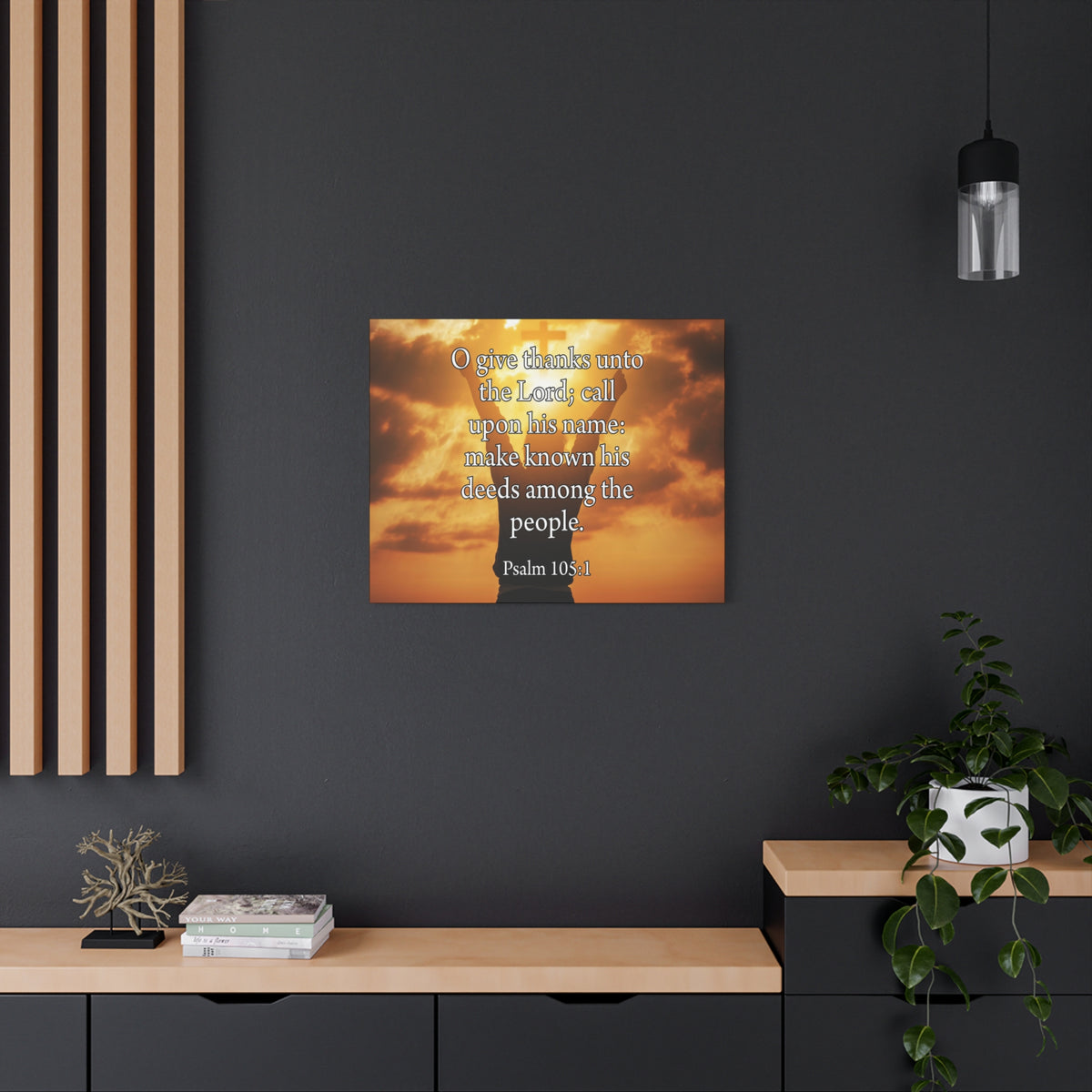 Bible Verse Canvas Give Thanks Unto the Lord Psalm 105:1Christian Home Decor Scripture Art-Express Your Love Gifts