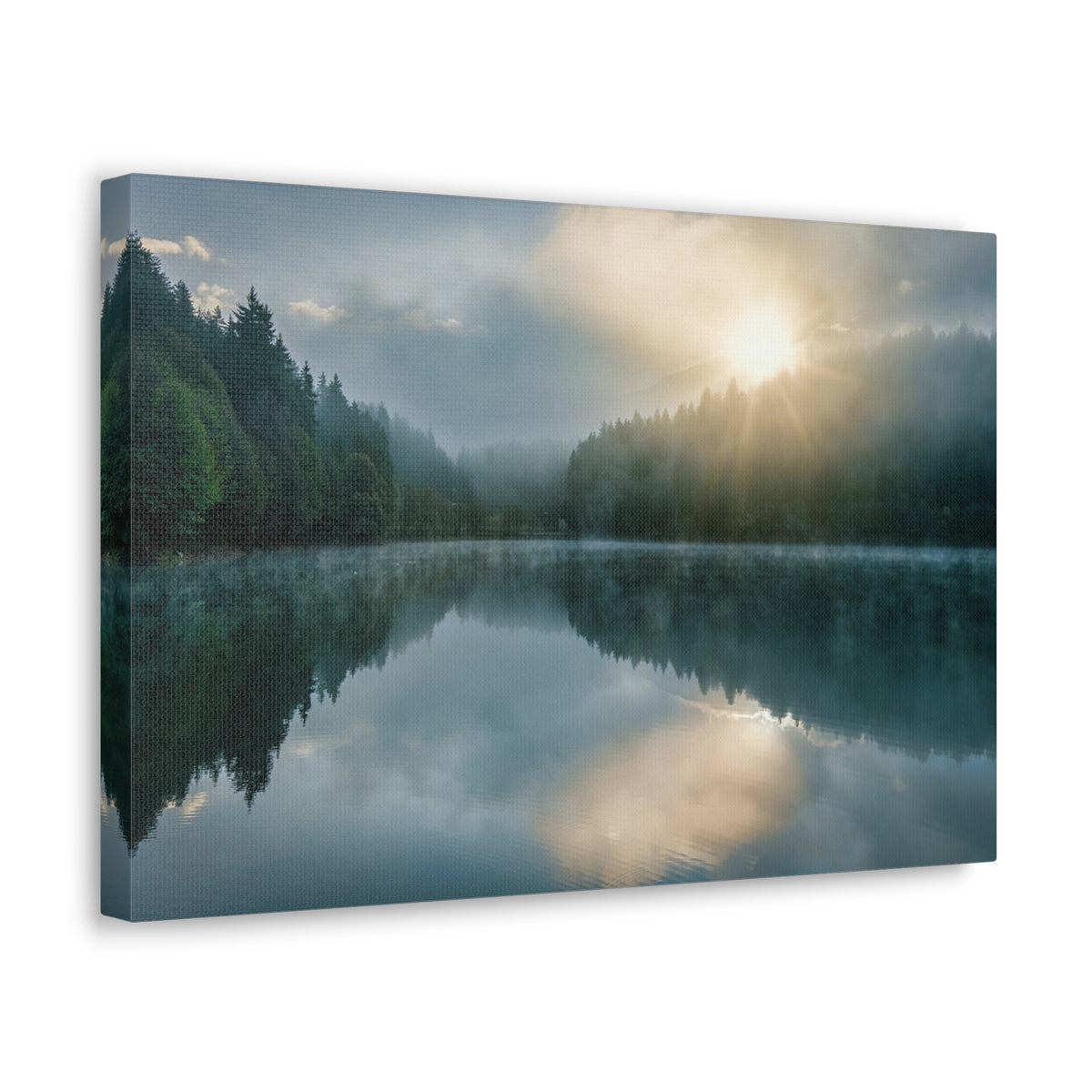Sunset Teal Forest Lake Nature Wilderness Photography Canvas Wall Art for Home Decor Ready-to-Hang-Express Your Love Gifts