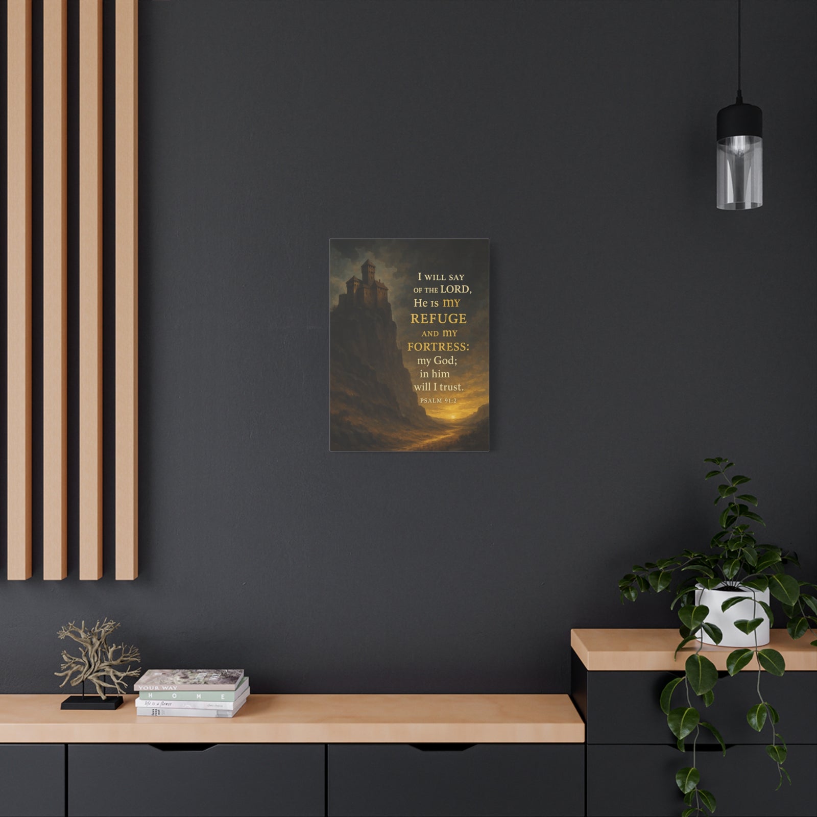 Bible Verse Canvas Psalm 91:2 Christian Home Décor Wall Art Scripture Ready to Hang Faith Print-Express Your Love Gifts