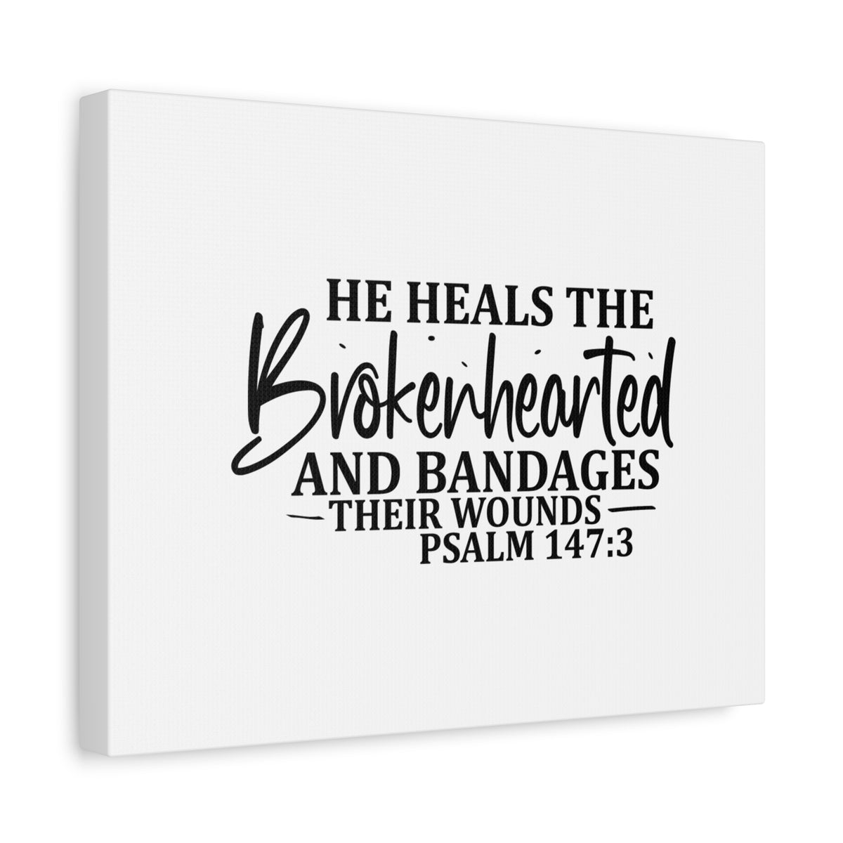 Scripture Canvas Bandages Their Wounds Psalm 147:3 Christian Wall Art Bible Verse Print Ready to Hang-Express Your Love Gifts