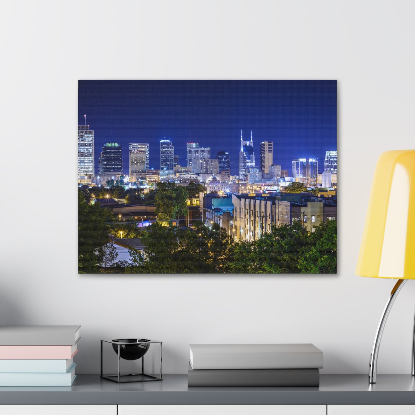 Nashville Night Skyline Canvas Artwork High-Quality Breathtaking Stunning Cityscape for Home Decor Ready to Hang-Express Your Love Gifts