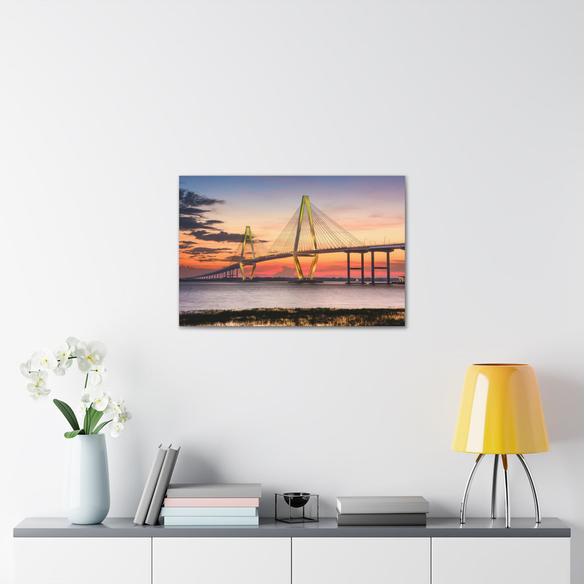 Jr Cooper River Bridge Charleston South Carolina Nature Wilderness Photography Canvas Wall Art for Home Decor Ready-to-Hang-Express Your Love Gifts