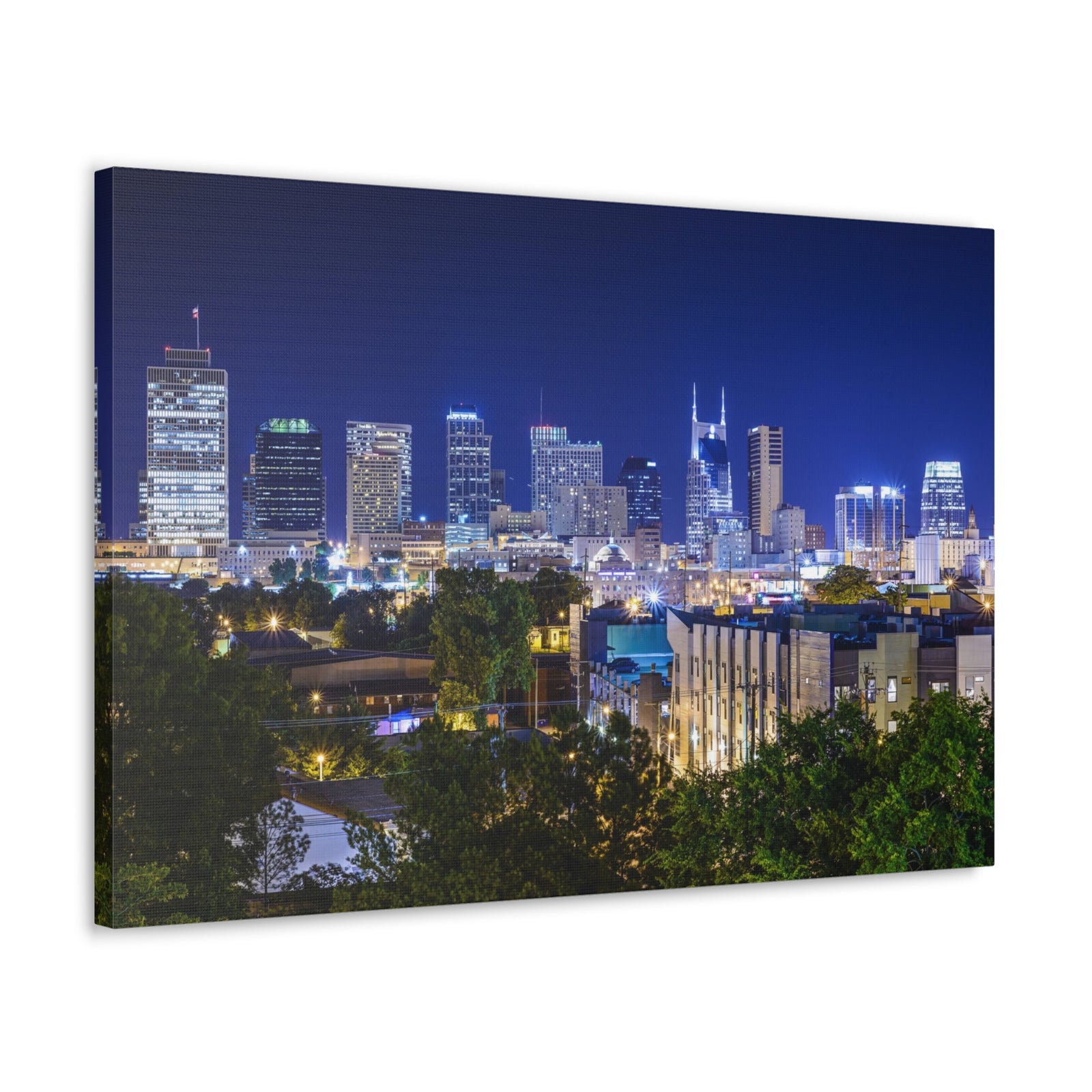 Nashville Night Skyline Canvas Artwork High-Quality Breathtaking Stunning Cityscape for Home Decor Ready to Hang-Express Your Love Gifts