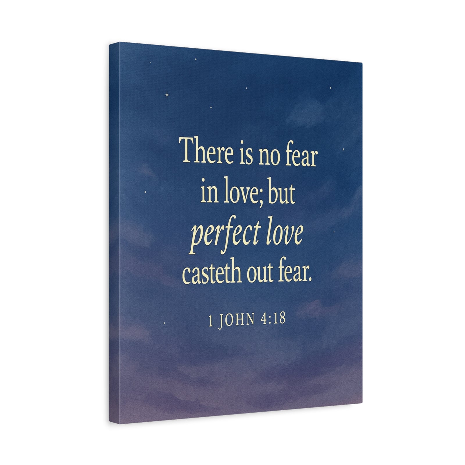 Bible Verse Canvas 1 John 4:18 Christian Home Décor Wall Art Scripture Ready to Hang Faith Print-Express Your Love Gifts