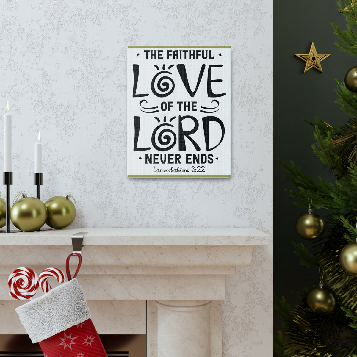 Scripture Canvas The Faithful Love Of The Lord Lamentations 3:22 Christian Wall Art Bible Verse Print Ready To Hang-Express Your Love Gifts