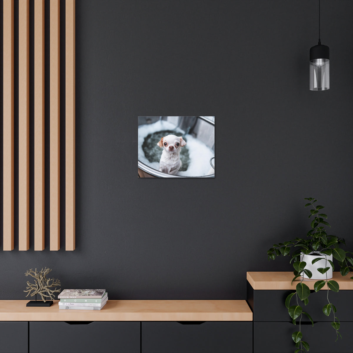 Cute Chihuahua Bathee Canvas Wall Art for Home Decor Ready-to-Hang-Express Your Love Gifts