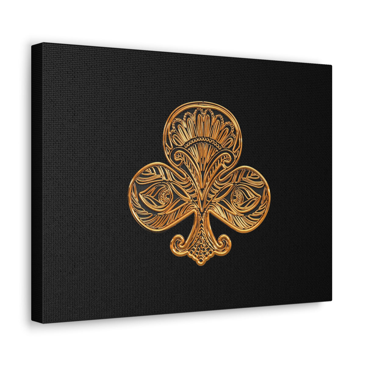 3D Gold Clubs Playing Card Canvas Wall Art for Home Decor Ready-to-Hang-Express Your Love Gifts