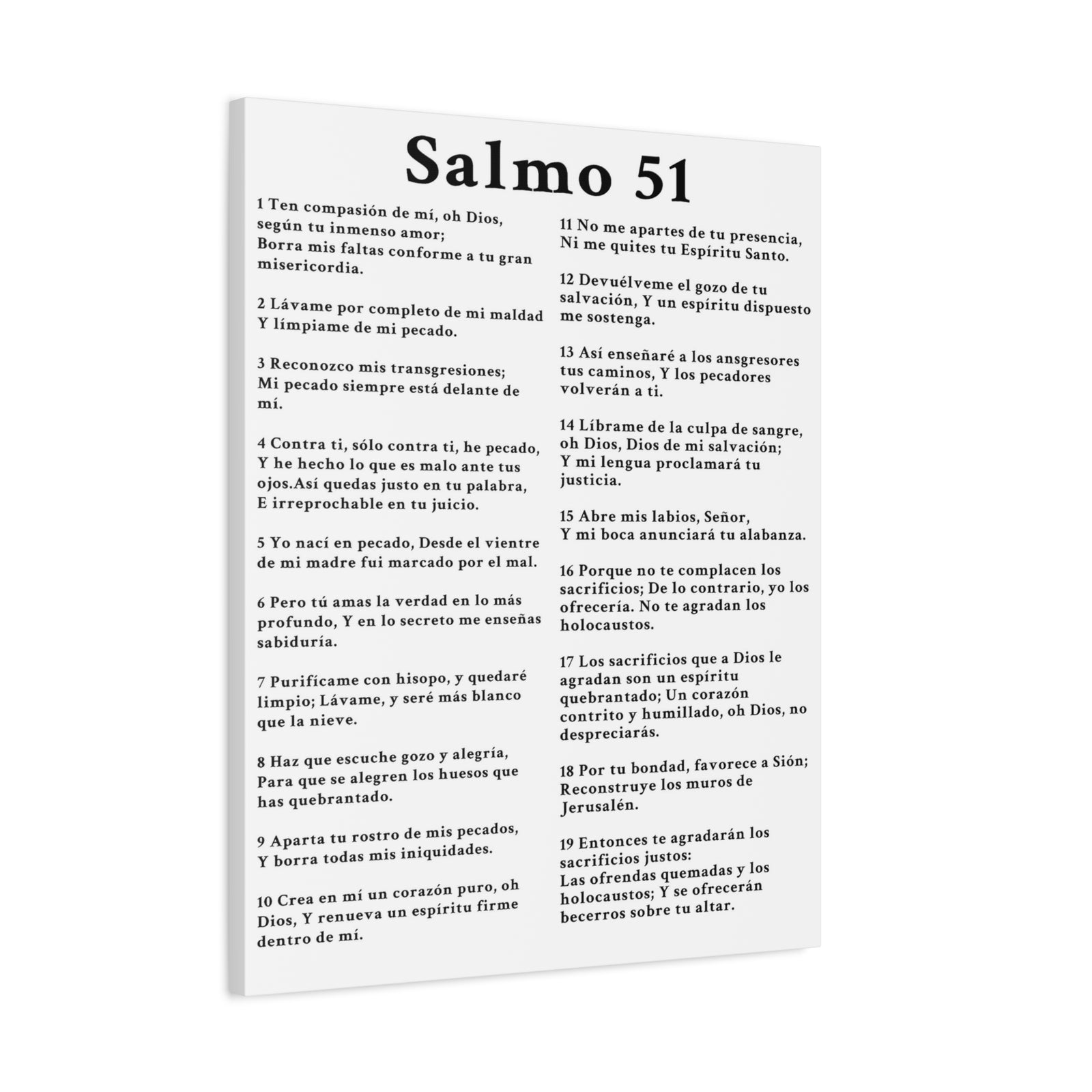 Scripture Walls Salmo 51 Chapter White Christian Wall Art Print Ready to Hang Unframed-Express Your Love Gifts