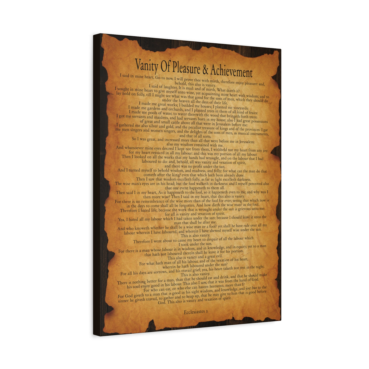 Scripture Walls Vanity Of Pleasure & Achievement Ecclesiastes 2 Gold Brown Bible Verse Canvas Christian Wall Art Ready to Hang-Express Your Love Gifts