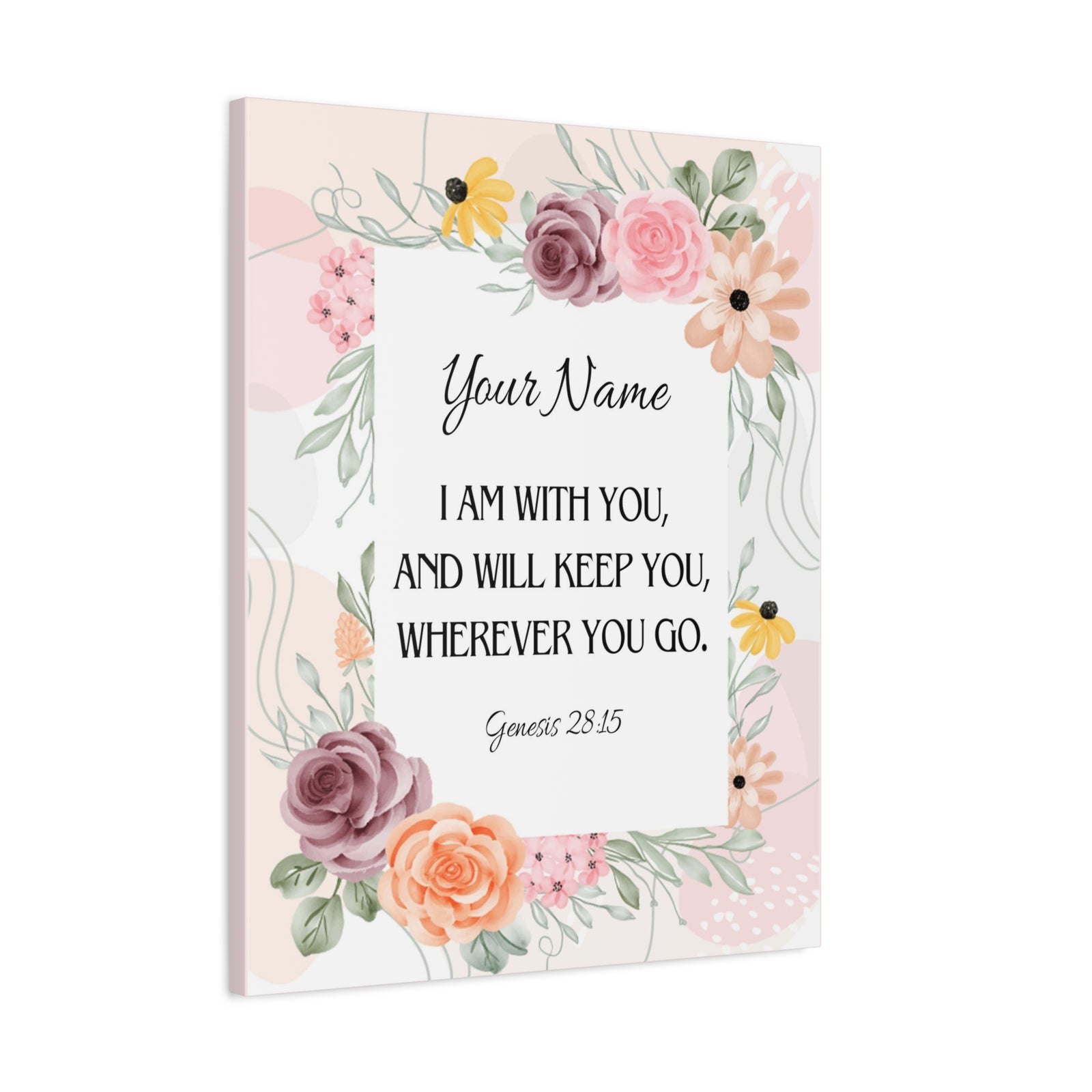 Scripture Walls Personalized Genesis 28:15 I Am With You Bible Chapter Canvas Christian Wall Art Ready to Hang-Express Your Love Gifts