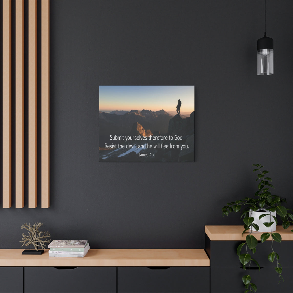 Bible Verse Canvas Resist the Devil James 4:7 Christian Home Décor Wall Art Scripture Ready to Hang Faith Print-Express Your Love Gifts