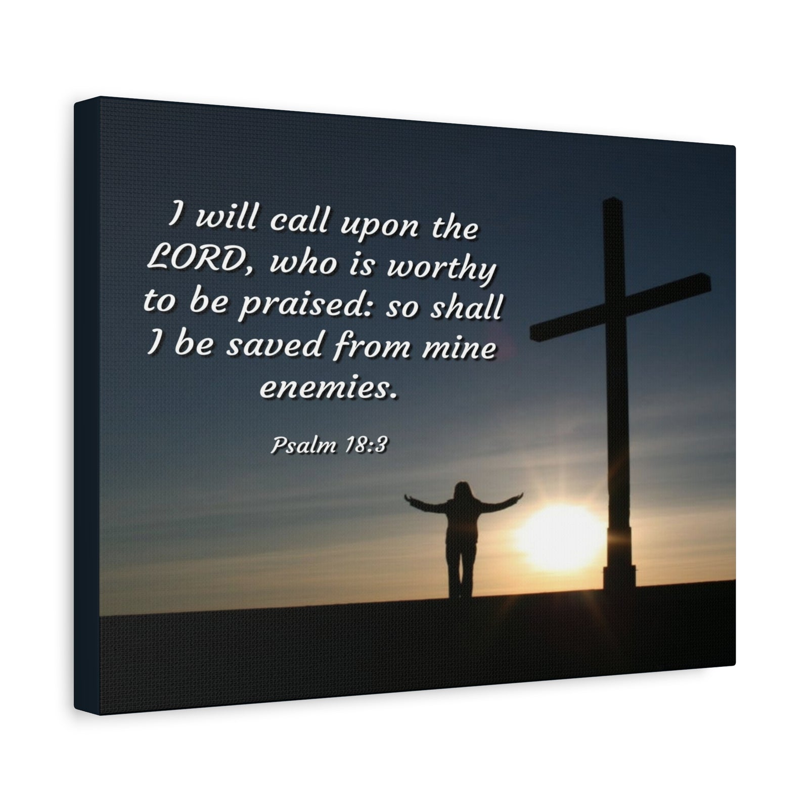 Scripture Canvas Worthy Psalm 18:3 Christian Wall Art Bible Verse Print Ready to Hang-Express Your Love Gifts