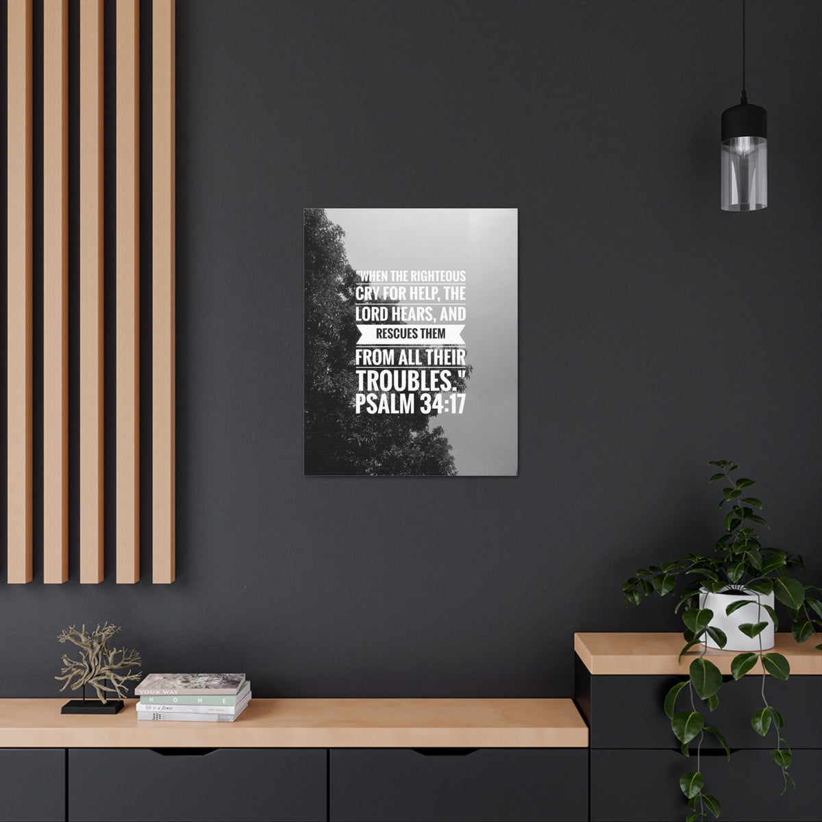 Scripture Canvas Rescues Them Psalm 34:17 Christian Wall Art Bible Verse Print Ready to Hang-Express Your Love Gifts