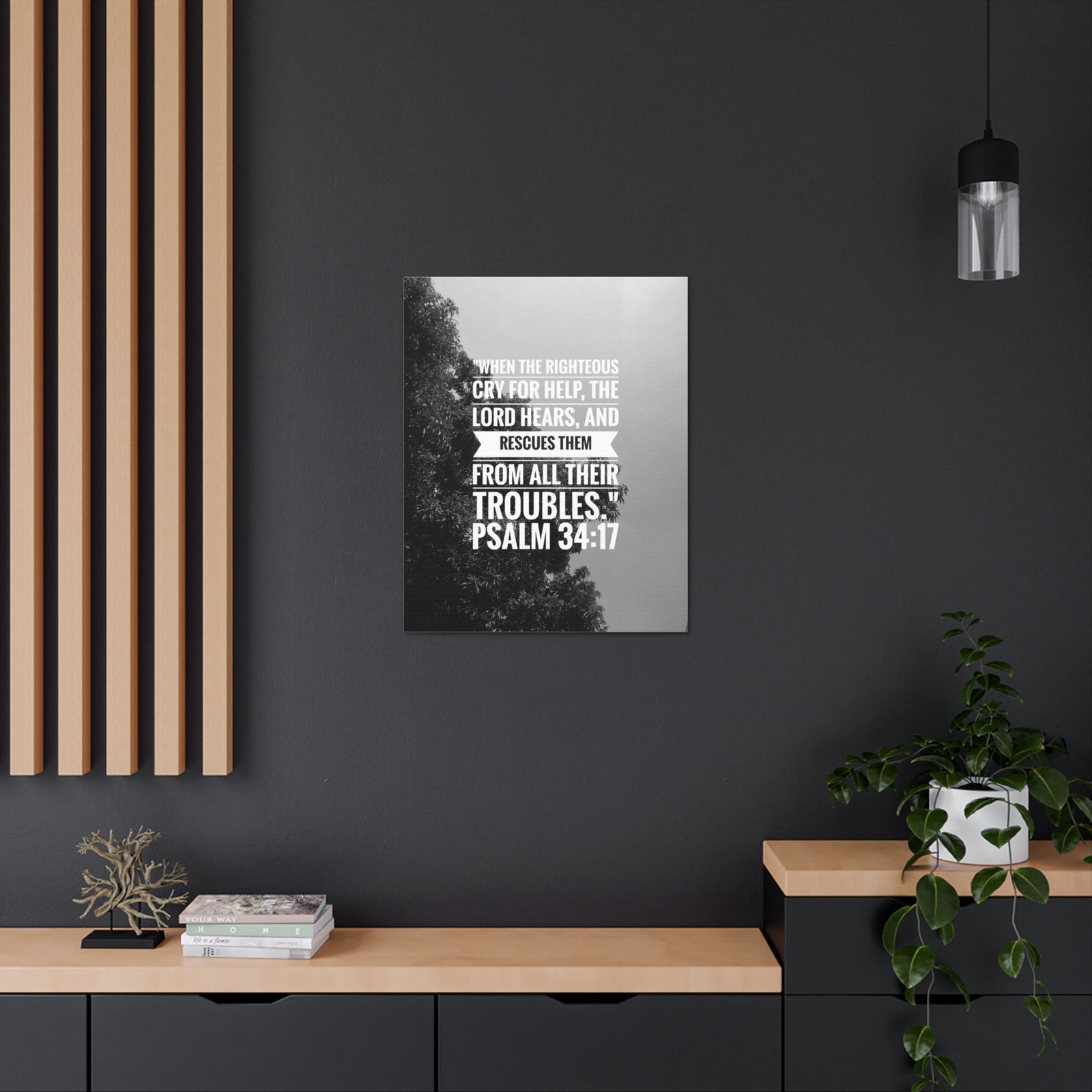 Scripture Canvas Rescues Them Psalm 34:17 Christian Wall Art Bible Verse Print Ready to Hang-Express Your Love Gifts
