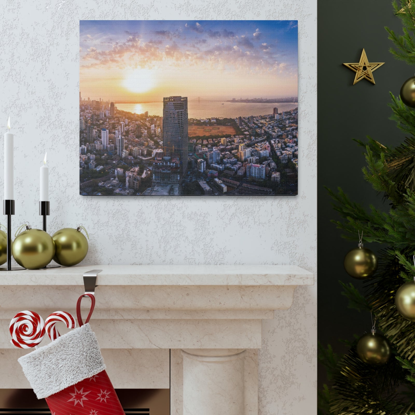 Mumbai Daytime Skyline Canvas Artwork High-Quality Breathtaking Stunning Cityscape for Home Decor Ready to Hang-Express Your Love Gifts