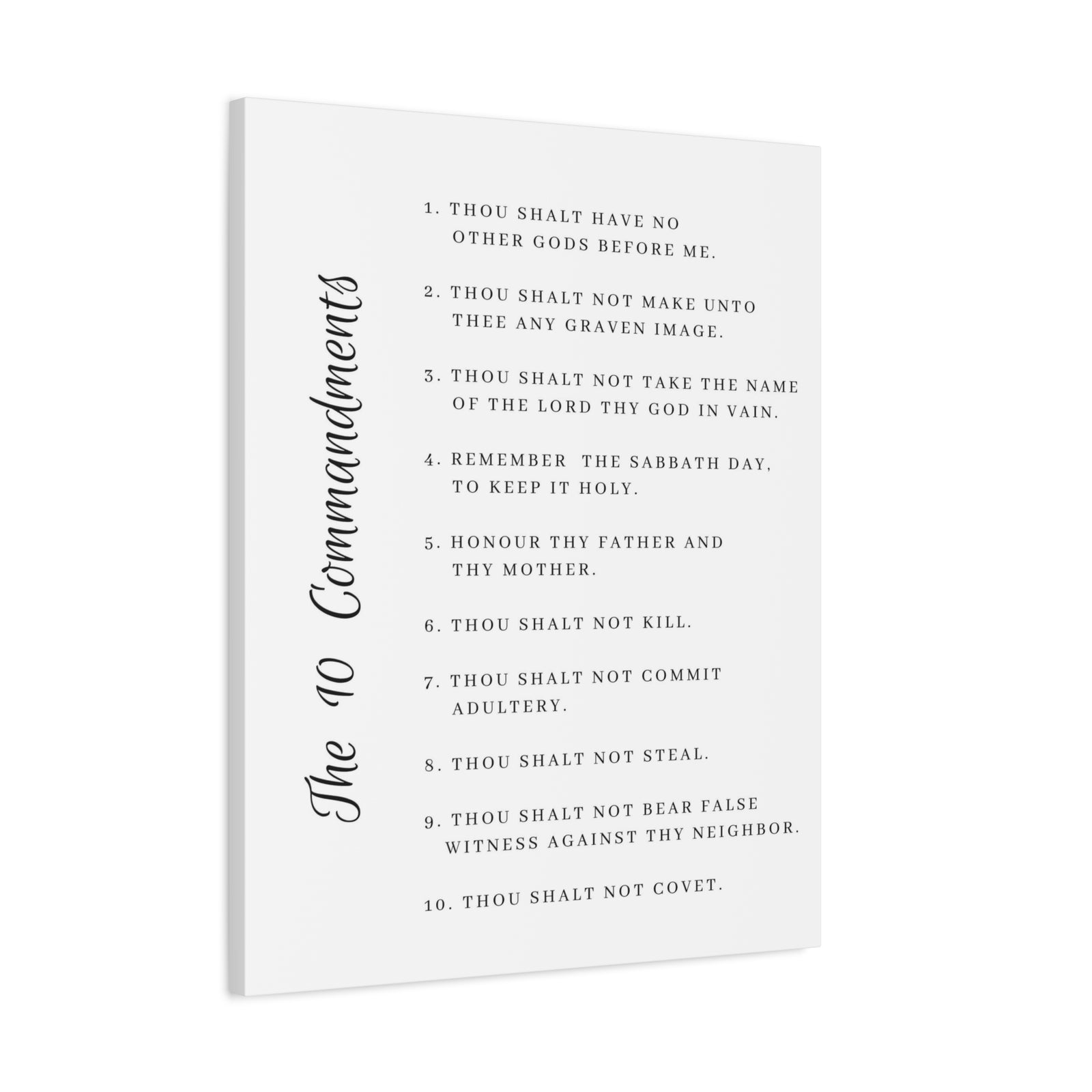 Scripture Canvas 10 Commandments White Side Christian Wall Art Print Ready to Hang-Express Your Love Gifts