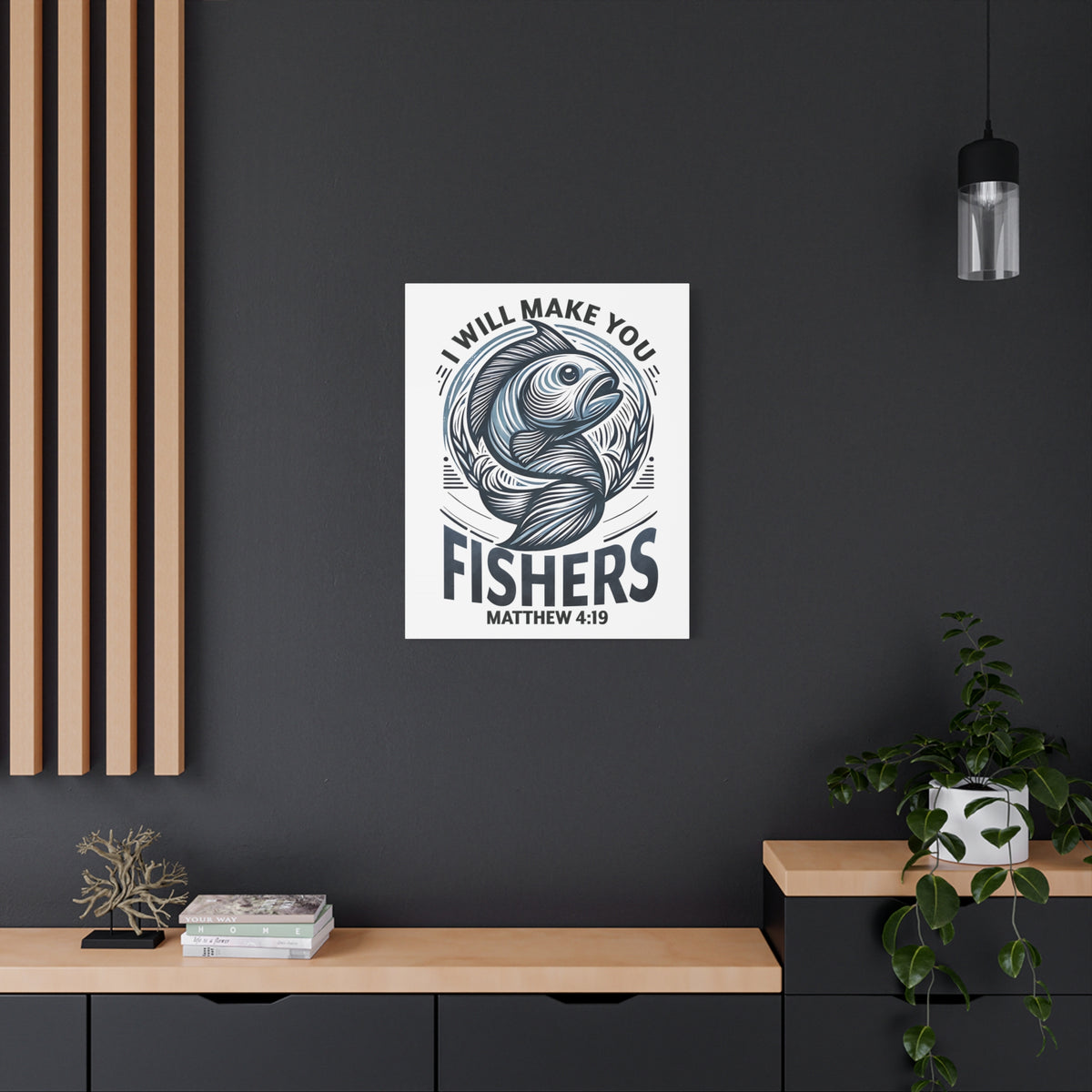 Scripture Walls Matthew 4:19 I Will Make You Fishers Bible Verse Canvas Christian Wall Art Ready to Hang Unframed-Express Your Love Gifts