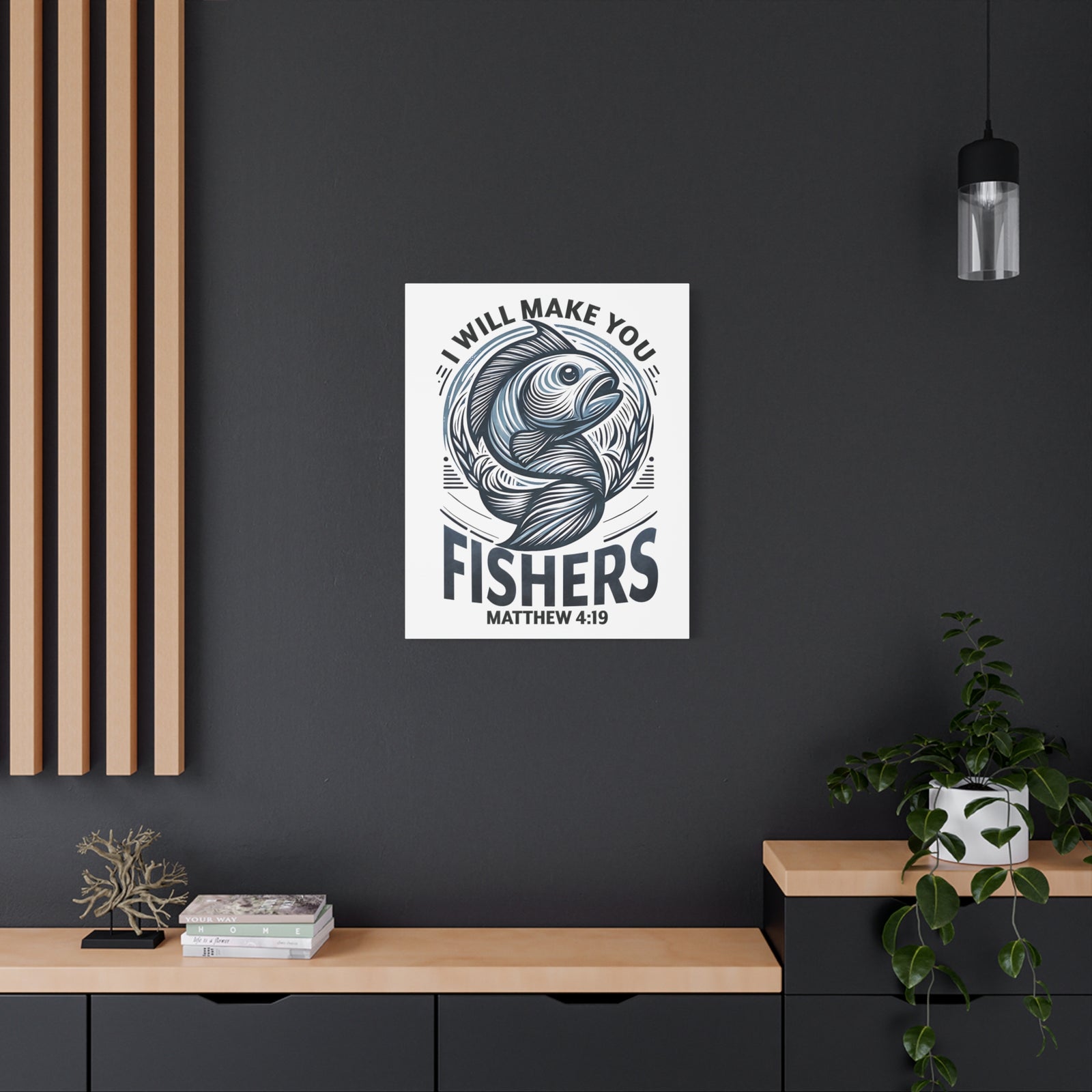 Scripture Walls Matthew 4:19 I Will Make You Fishers Bible Verse Canvas Christian Wall Art Ready to Hang Unframed-Express Your Love Gifts