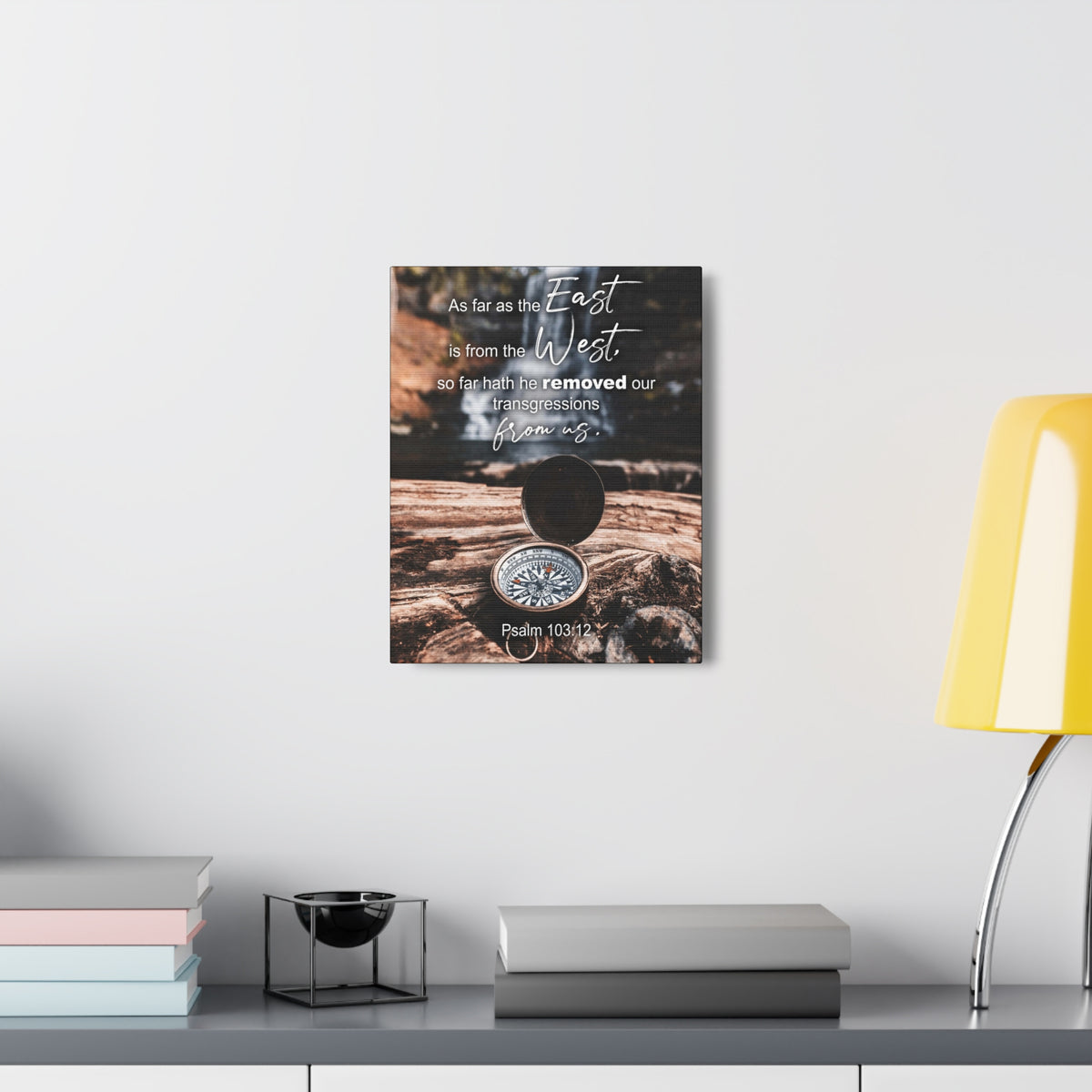 Scripture Canvas From Us Psalm 103:12 Christian Wall Art Bible Verse Print Ready to Hang-Express Your Love Gifts