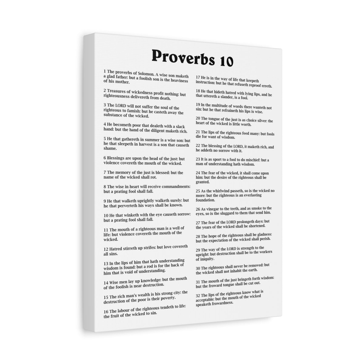 Scripture Walls Proverbs Chapter 10 White Bible Canvas Christian Wall Art Ready to Hang Unframed-Express Your Love Gifts