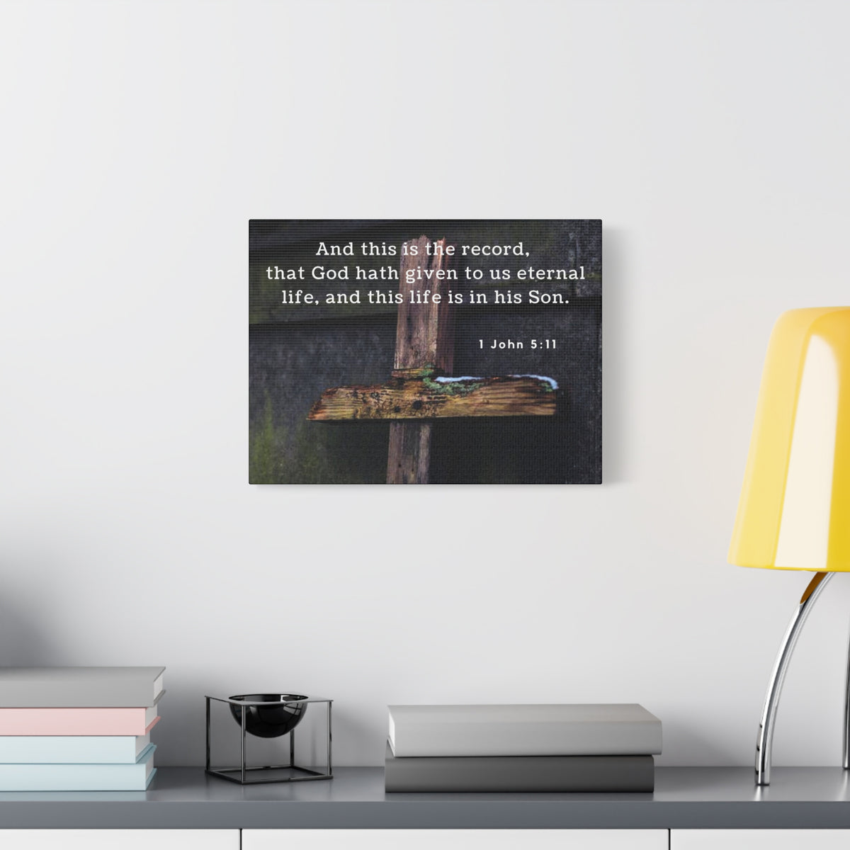 Scripture Walls The Record 1 John 5:11 Bible Verse Canvas Christian Wall Art Ready to Hang-Express Your Love Gifts