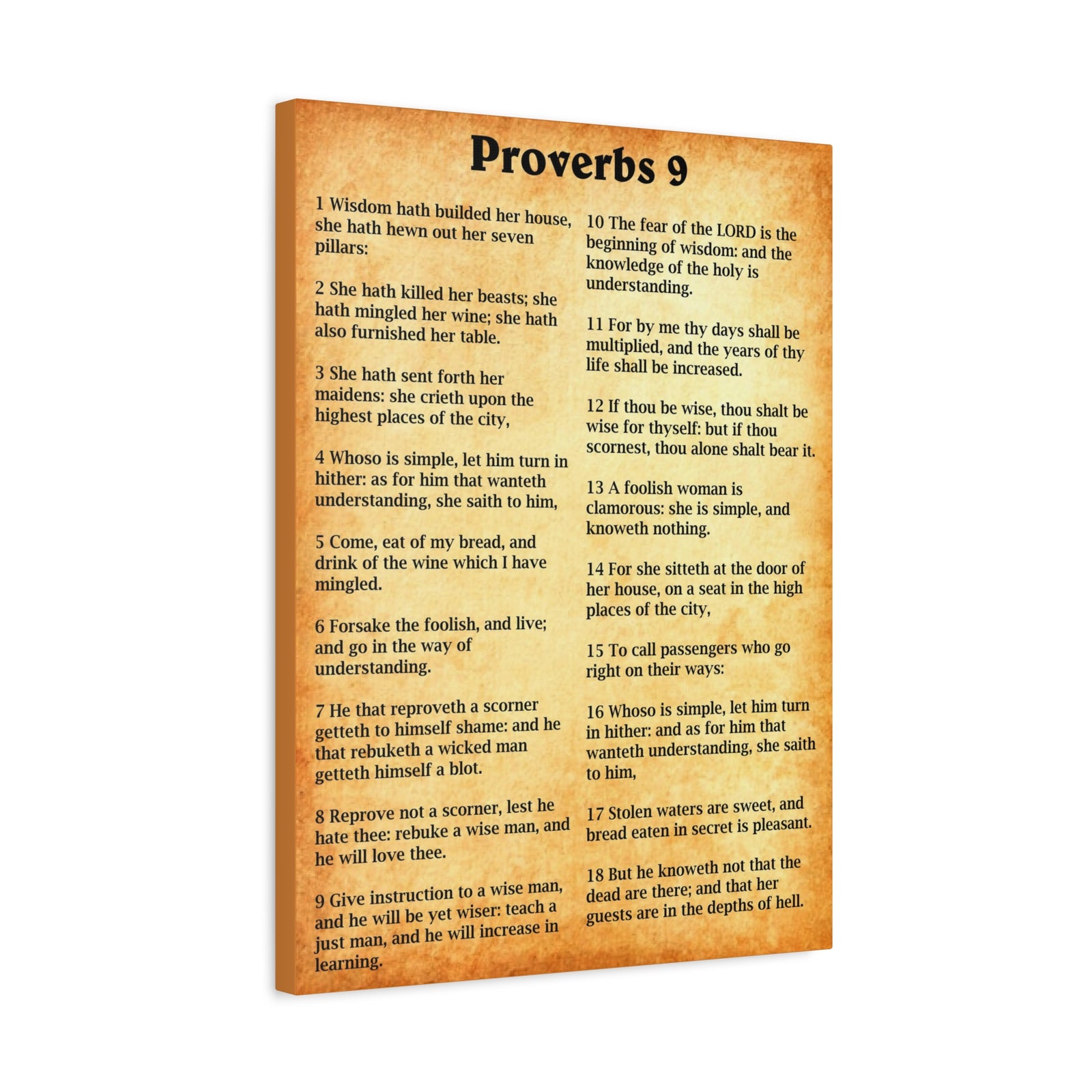 Scripture Walls Proverbs Chapter 9 Gold Bible Canvas Christian Wall Art Ready to Hang Unframed-Express Your Love Gifts