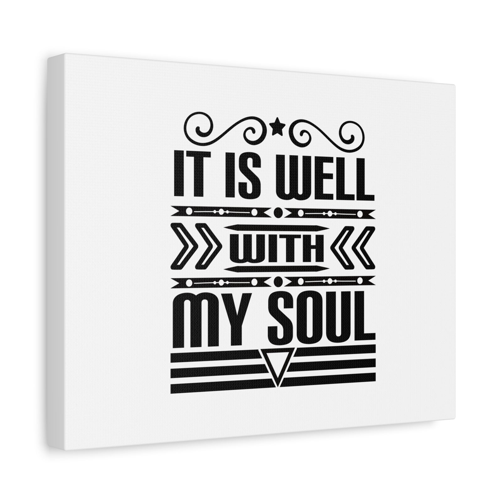 Scripture Canvas It Is Well With My Soul Psalm 42:7 Arrow Black Christian Wall Art Bible Verse Print Ready to Hang-Express Your Love Gifts