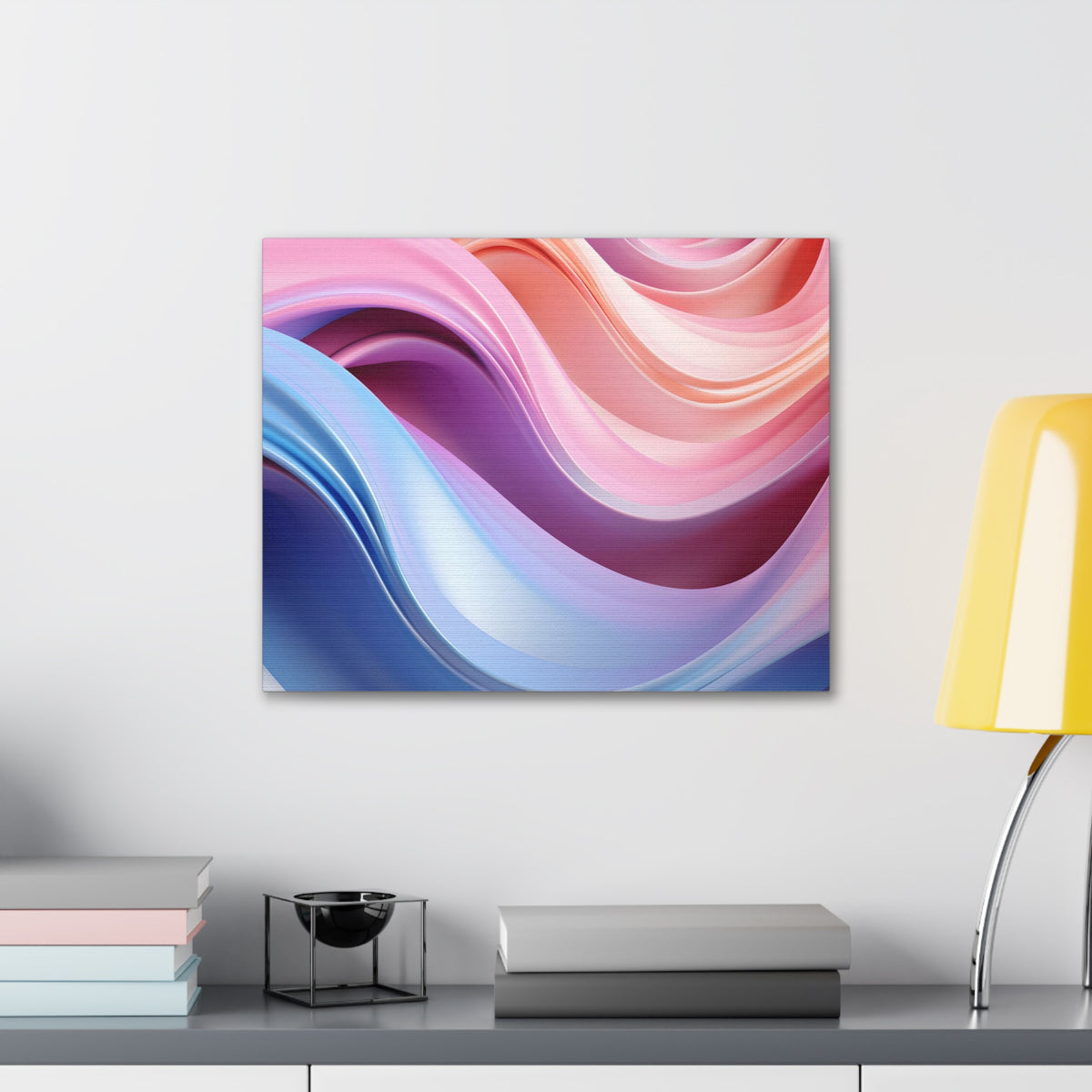 Purple And Blue Abstract Soft Pastel Waves Canvas Wall Art for Home Decor Ready-to-Hang-Express Your Love Gifts