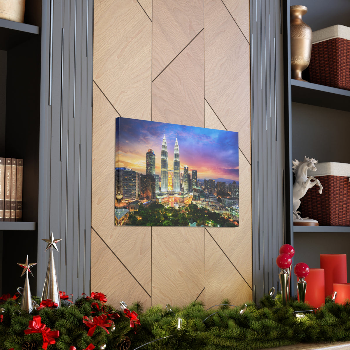 Kuala Lumpur Night Skyline Canvas Artwork High-Quality Breathtaking Stunning Cityscape for Home Decor Ready to Hang-Express Your Love Gifts